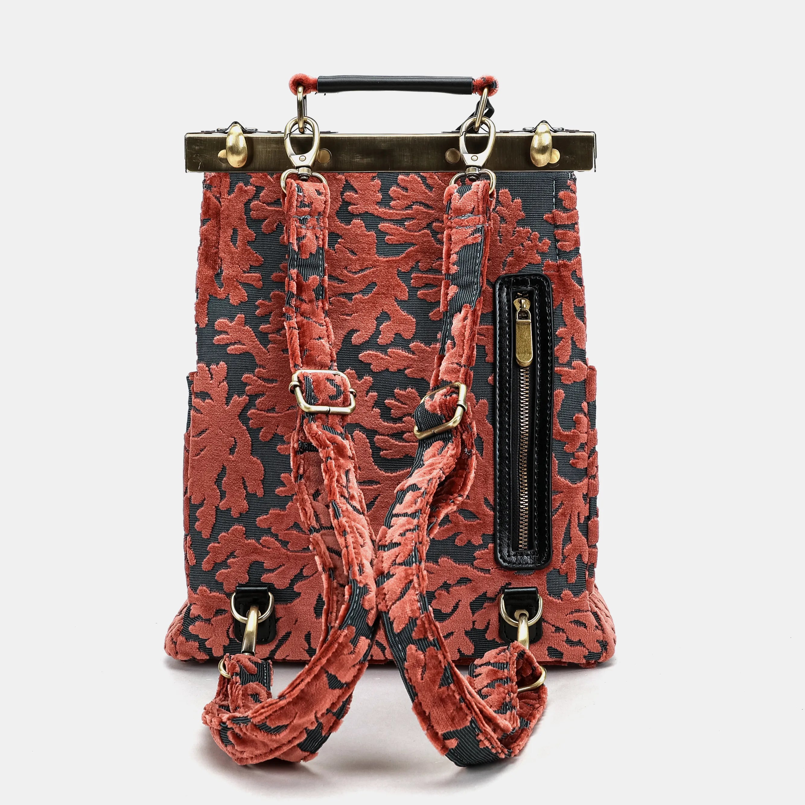 Burnout velvet St Tropez Scuba Coral Helena Carpet Gladstone Backpack of America back