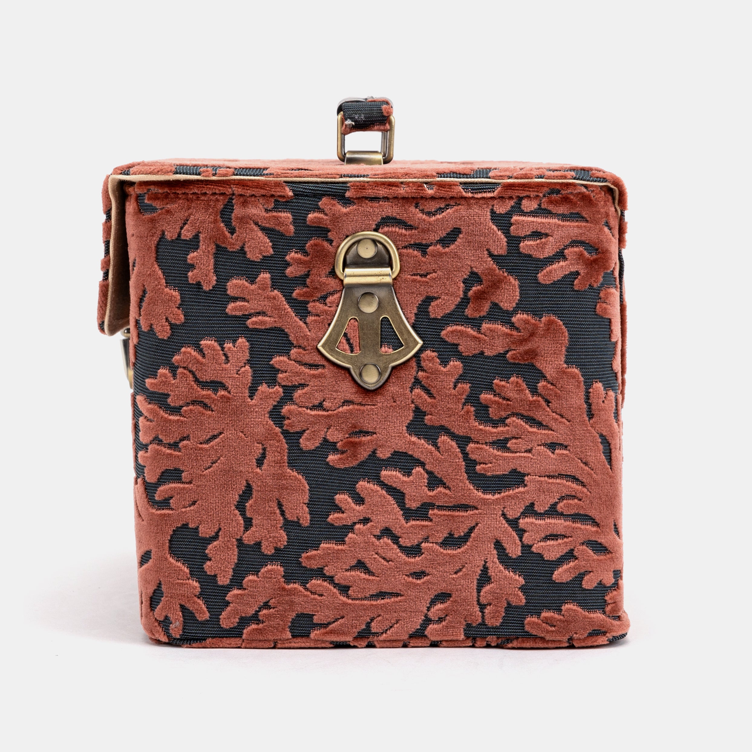 Burnout Velvet St Tropez Scuba Coral Josephine Large Train Case inside