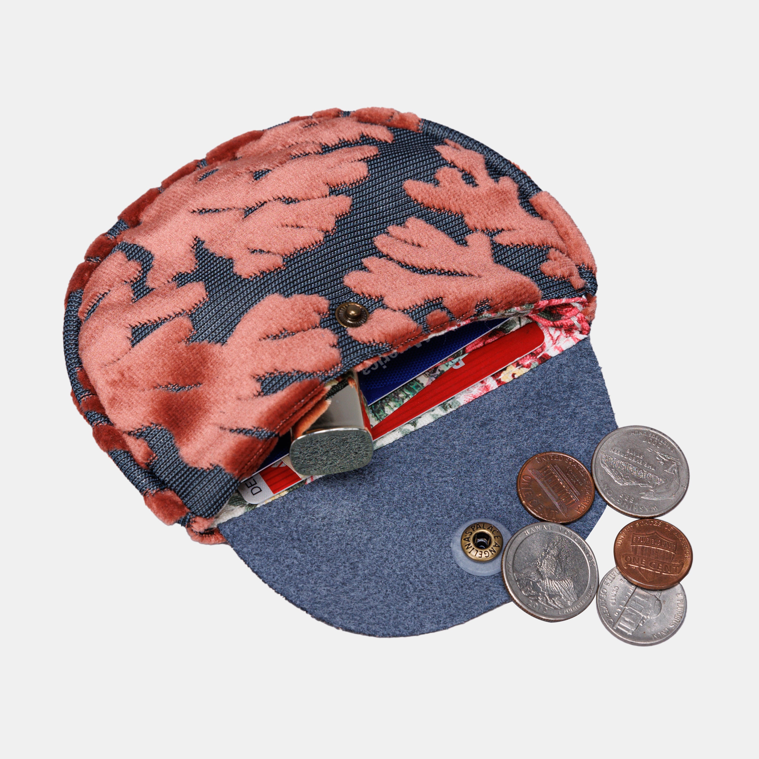 St Tropez Scuba Coral Flap Coin Purse of America in use-2