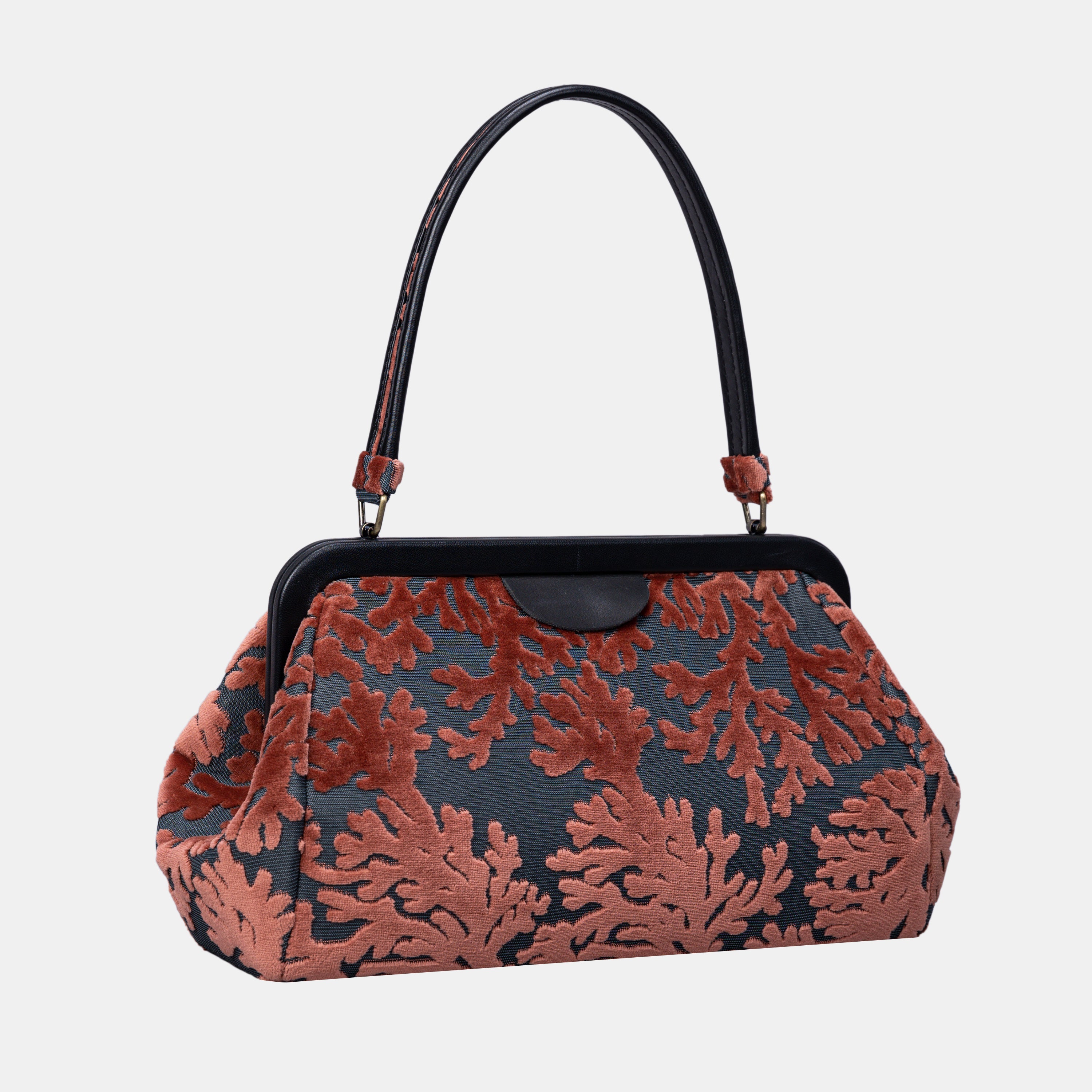 Burnout Velvet St Tropez Scuba Coral Shoulder Bag inside