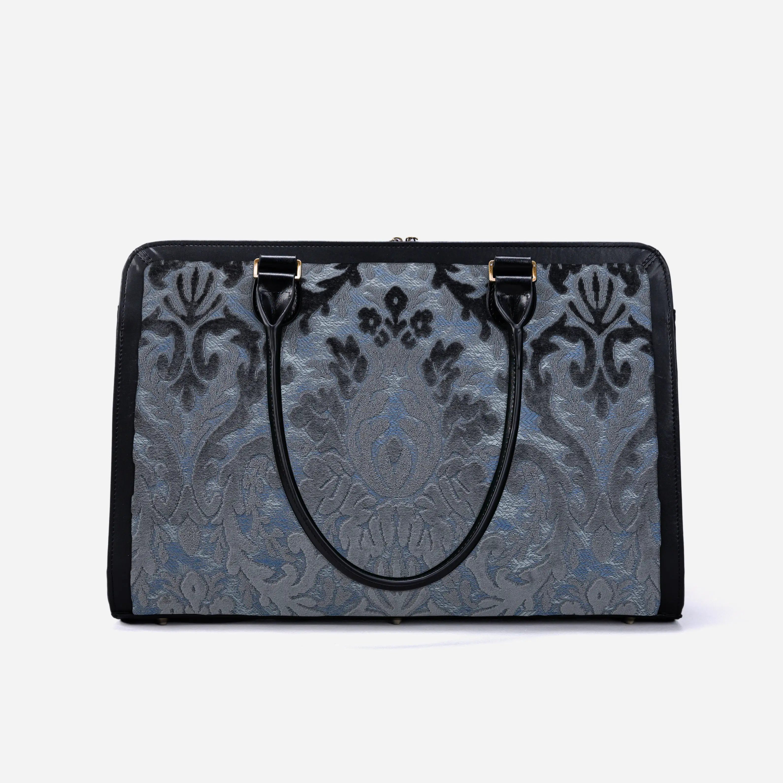 Burnout Velvet Steel Blue Business Tote of America back