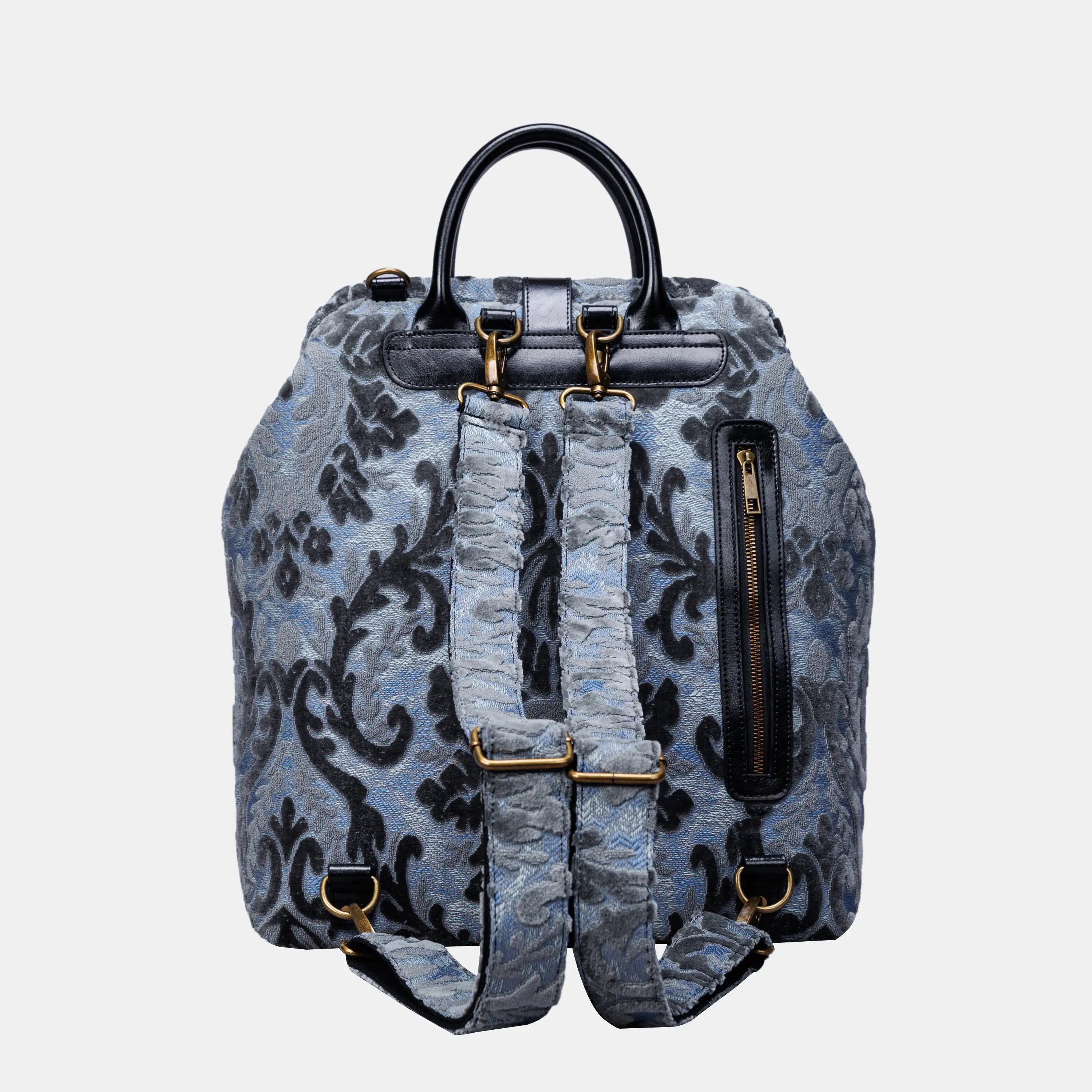 Burnout Velvet Steel Blue Carpet Laptop Backpack of America back