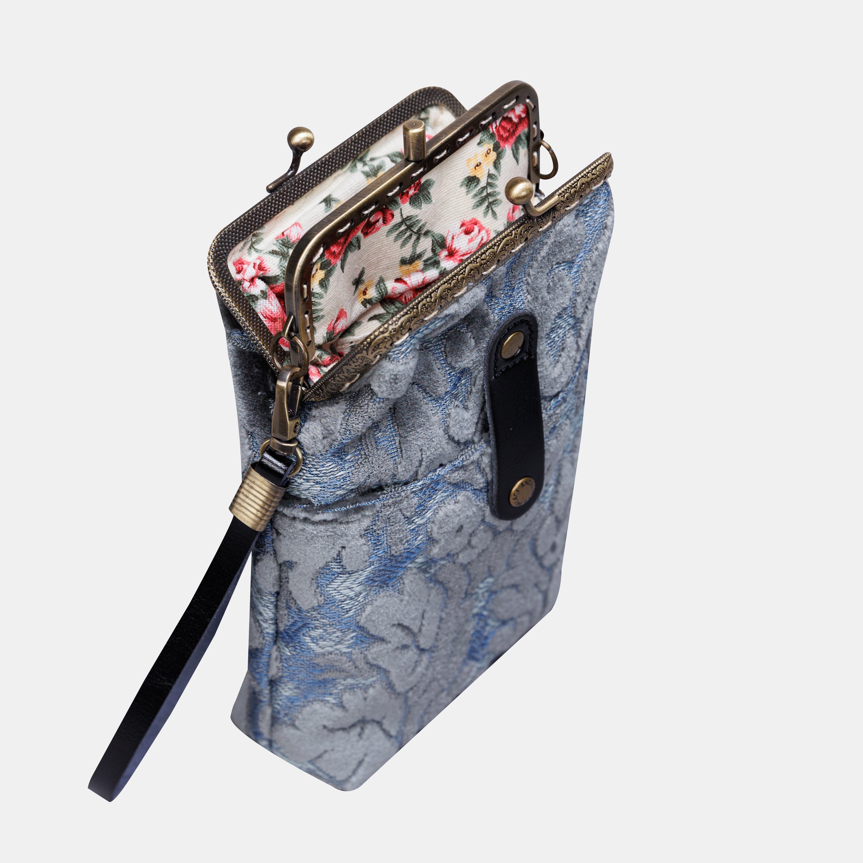 Burnout Velvet Steel Blue Carpet Phone Case Carpetbag of America standing