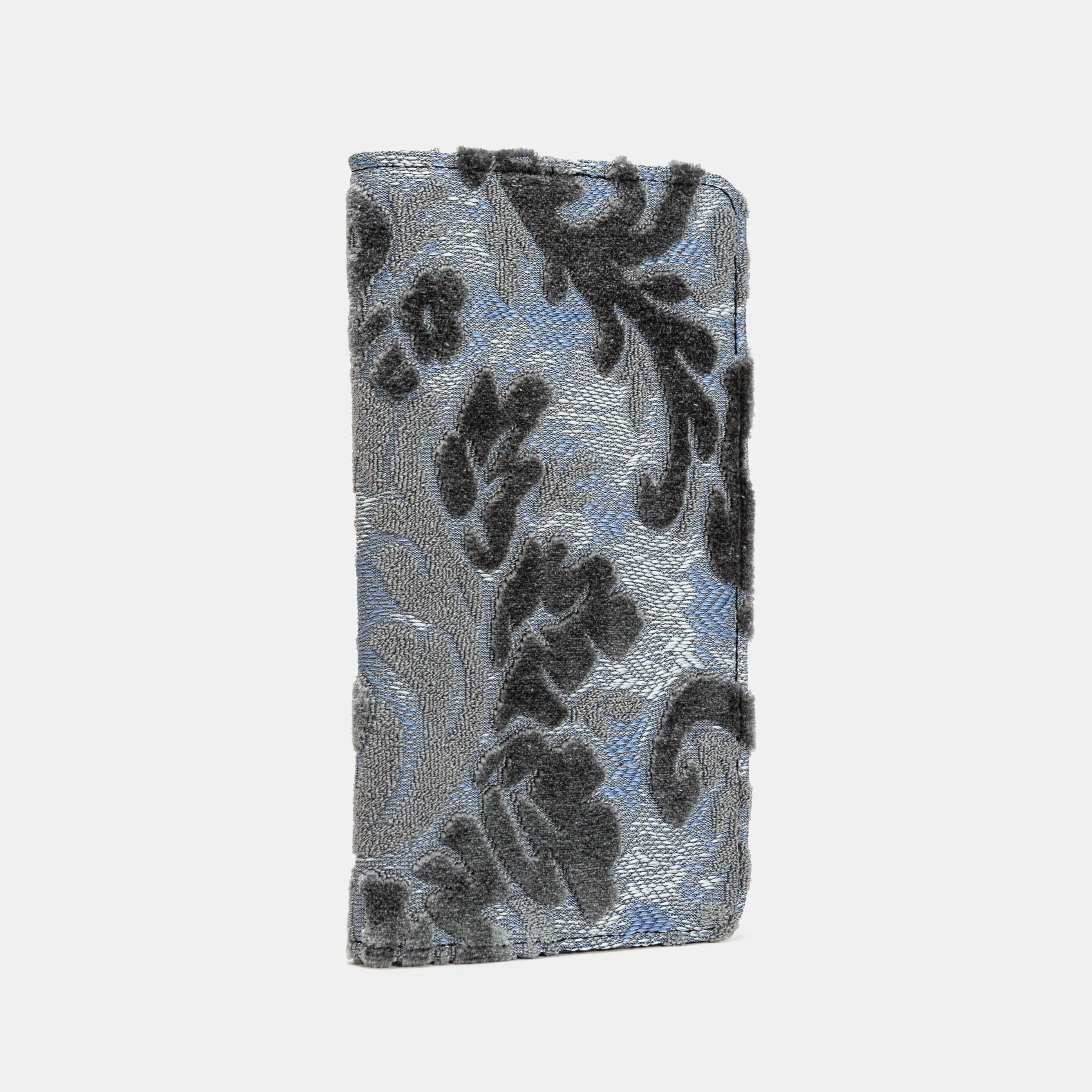 Burnout Velvet Steel Blue Checkbook Cover of America side