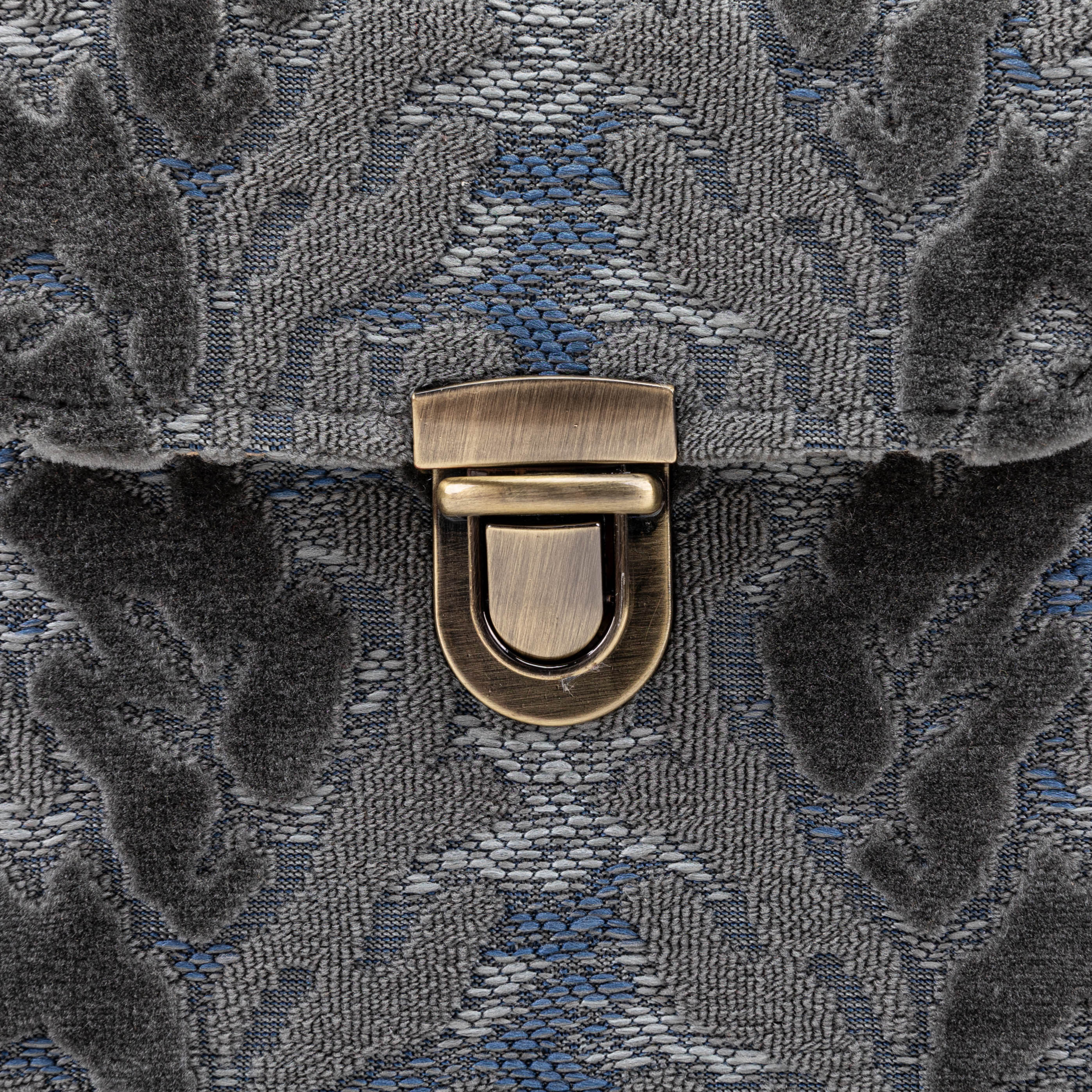 Burnout Velvet Steel Blue Emma Small Train Case Crossbody detail
