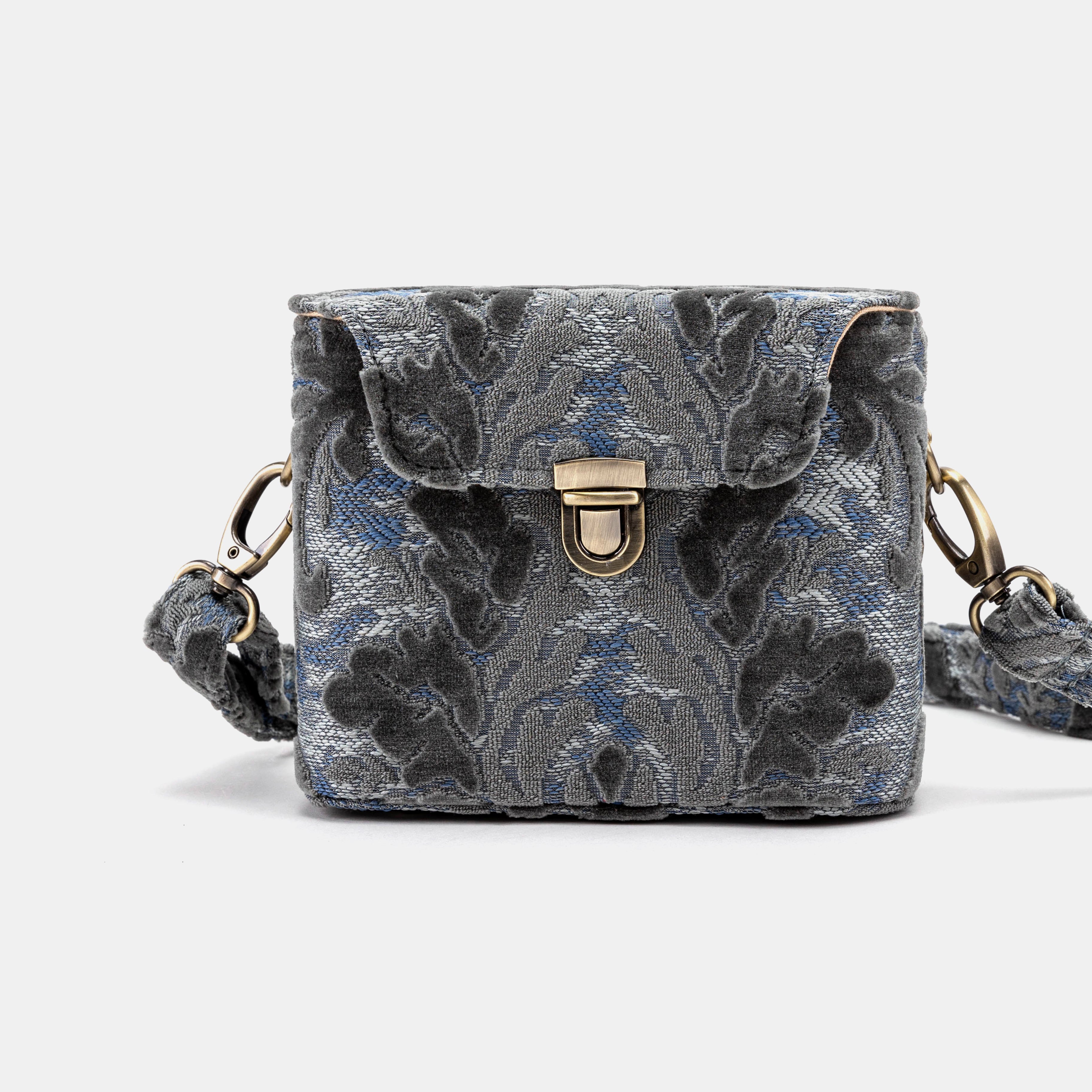 Burnout Velvet Steel Blue Emma Small Train Case Crossbody main