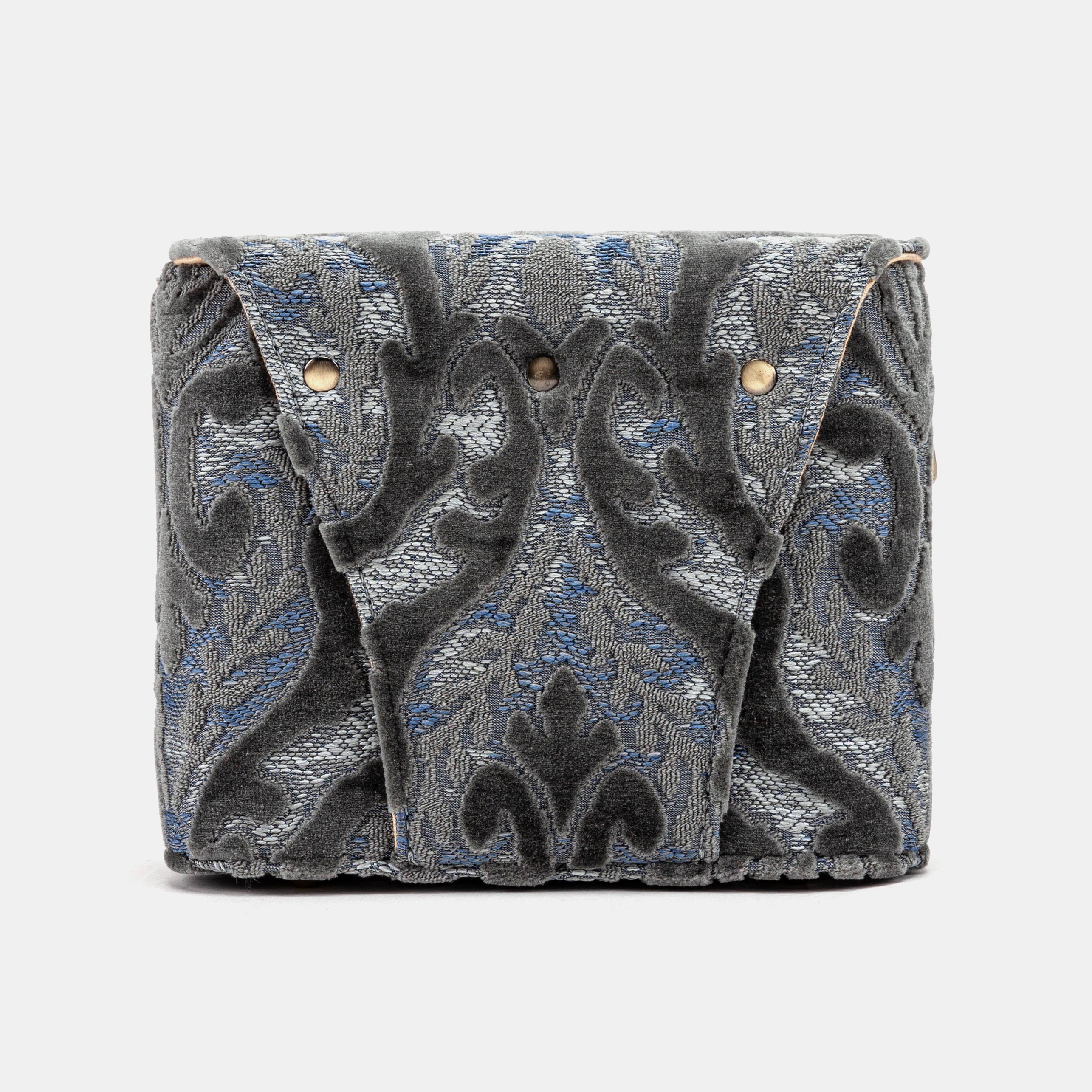 Burnout Velvet Steel Blue Emma Small Train Case Crossbody back