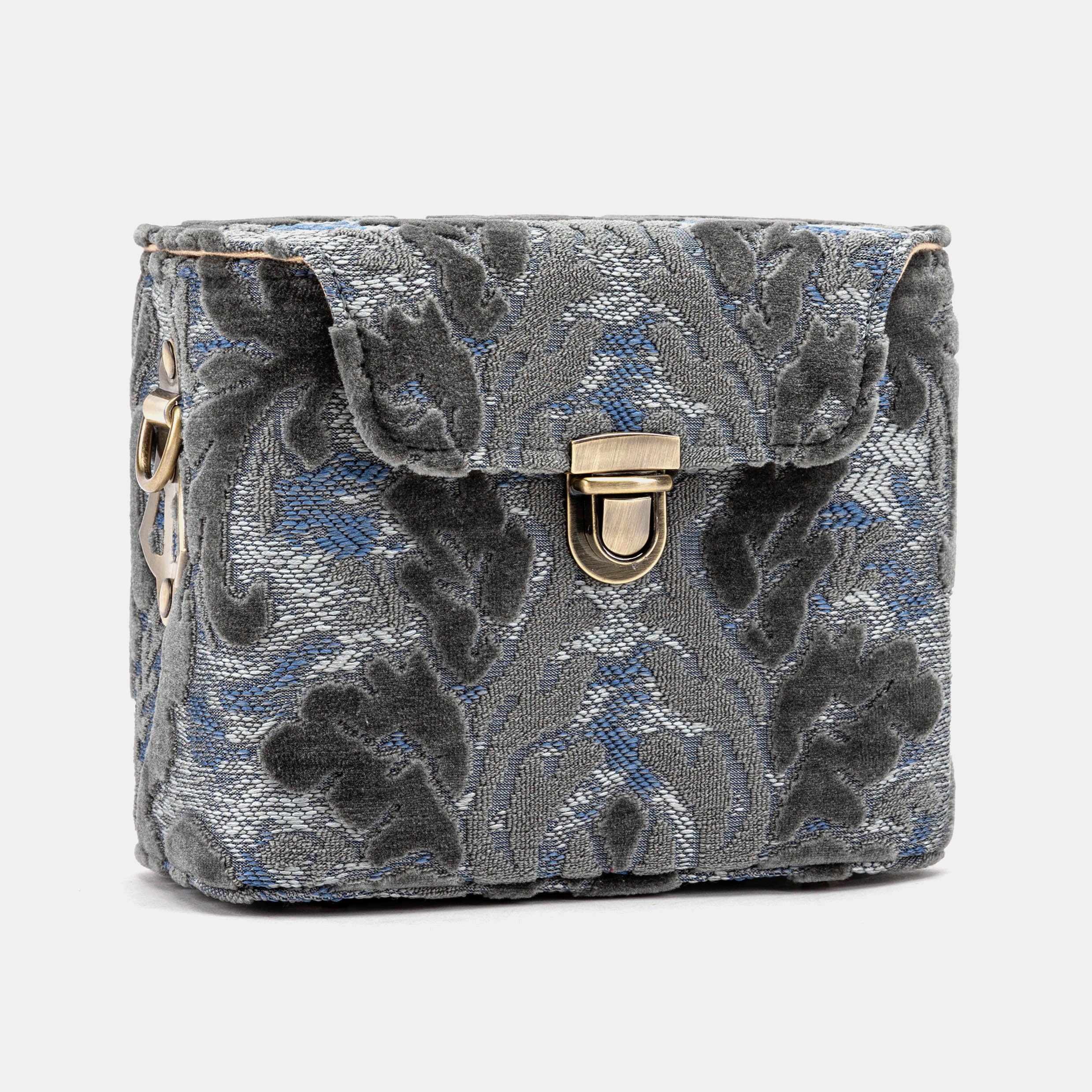 Burnout Velvet Steel Blue Emma Small Train Case Crossbody side