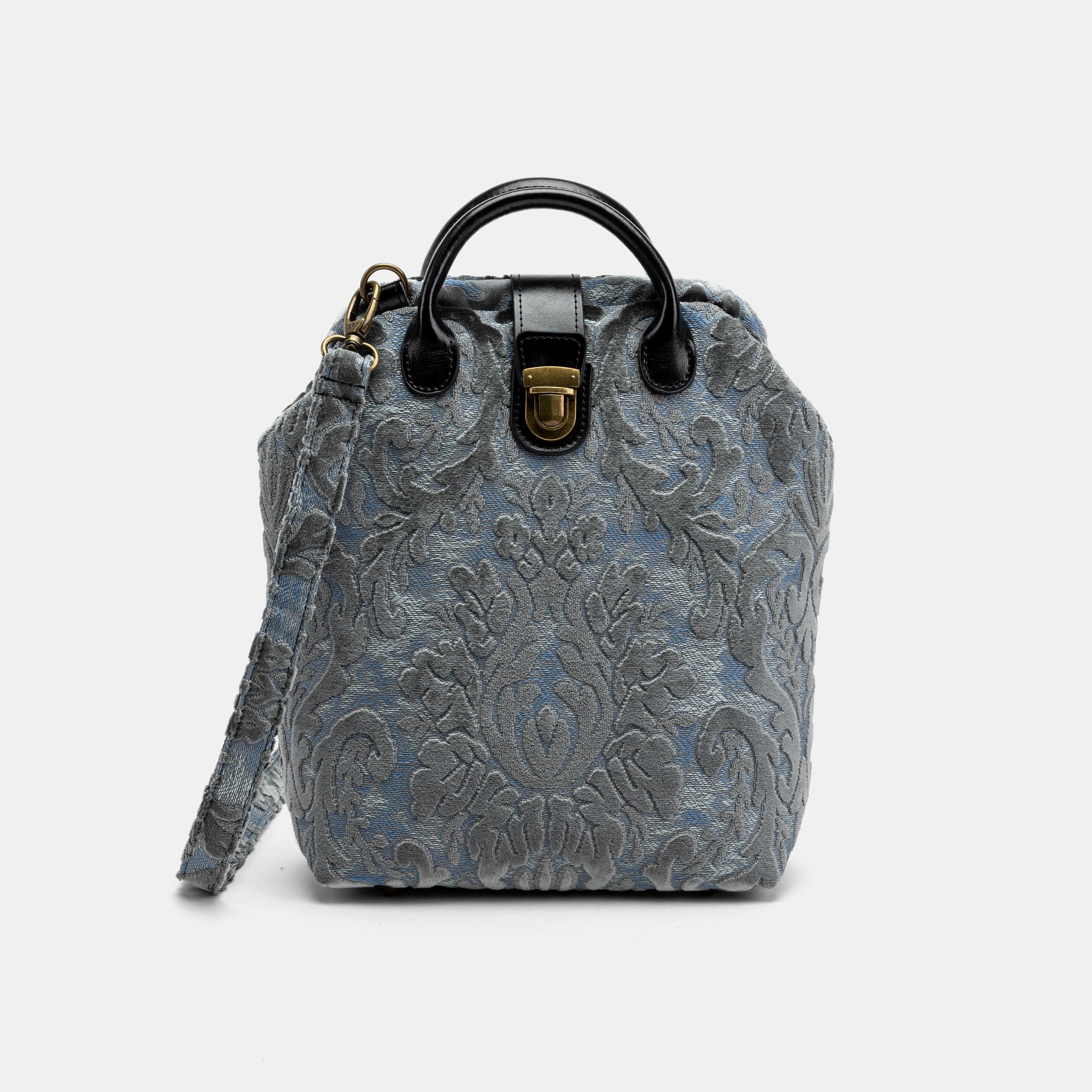Burnout Velvet Steel Blue Everyday Backpack of America with shoulder strap