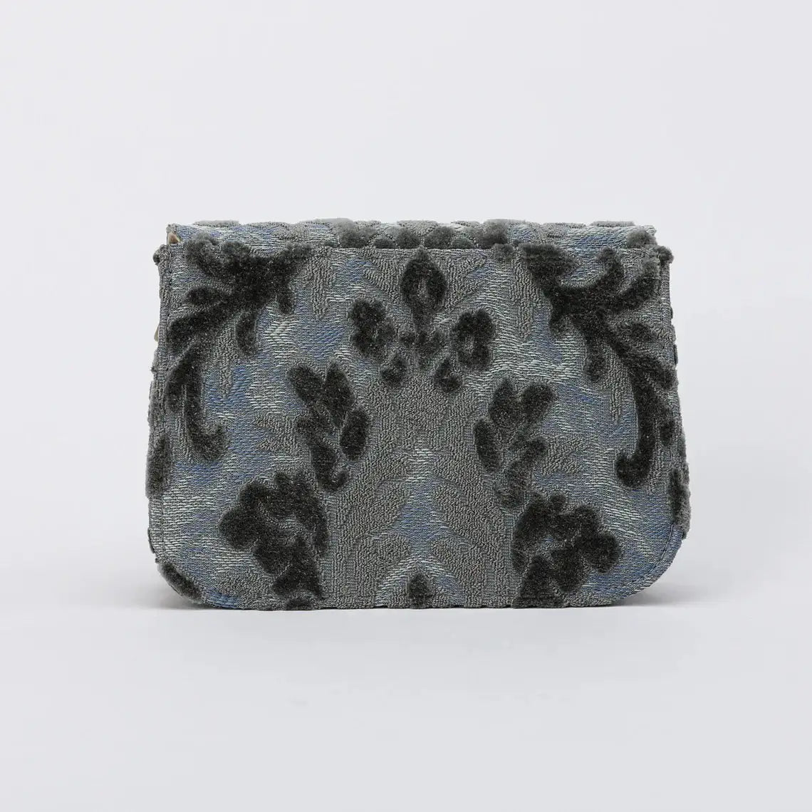 Burnout Velvet Steel Blue Flap Crossbody Bag carpet bag of America back