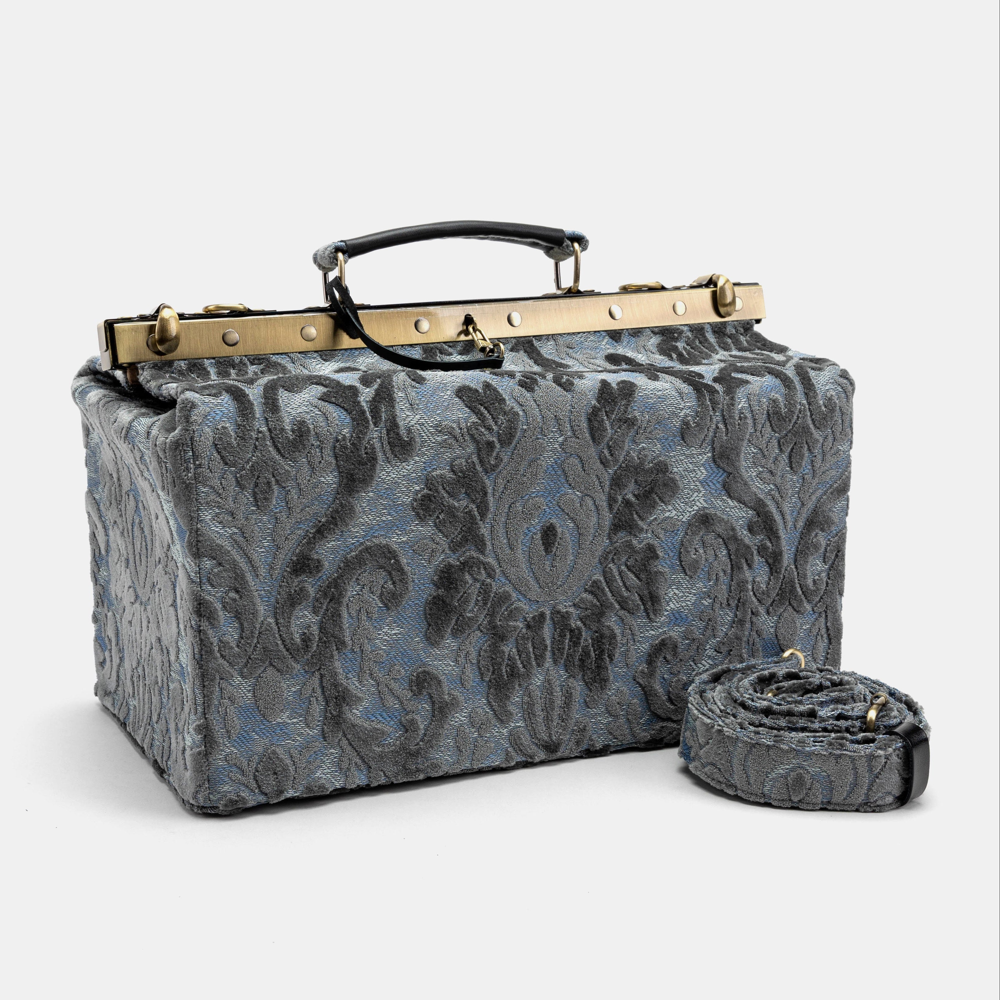 Burnout Velvet Steel Blue Genevieve Carpet Gladstone Bag of America main