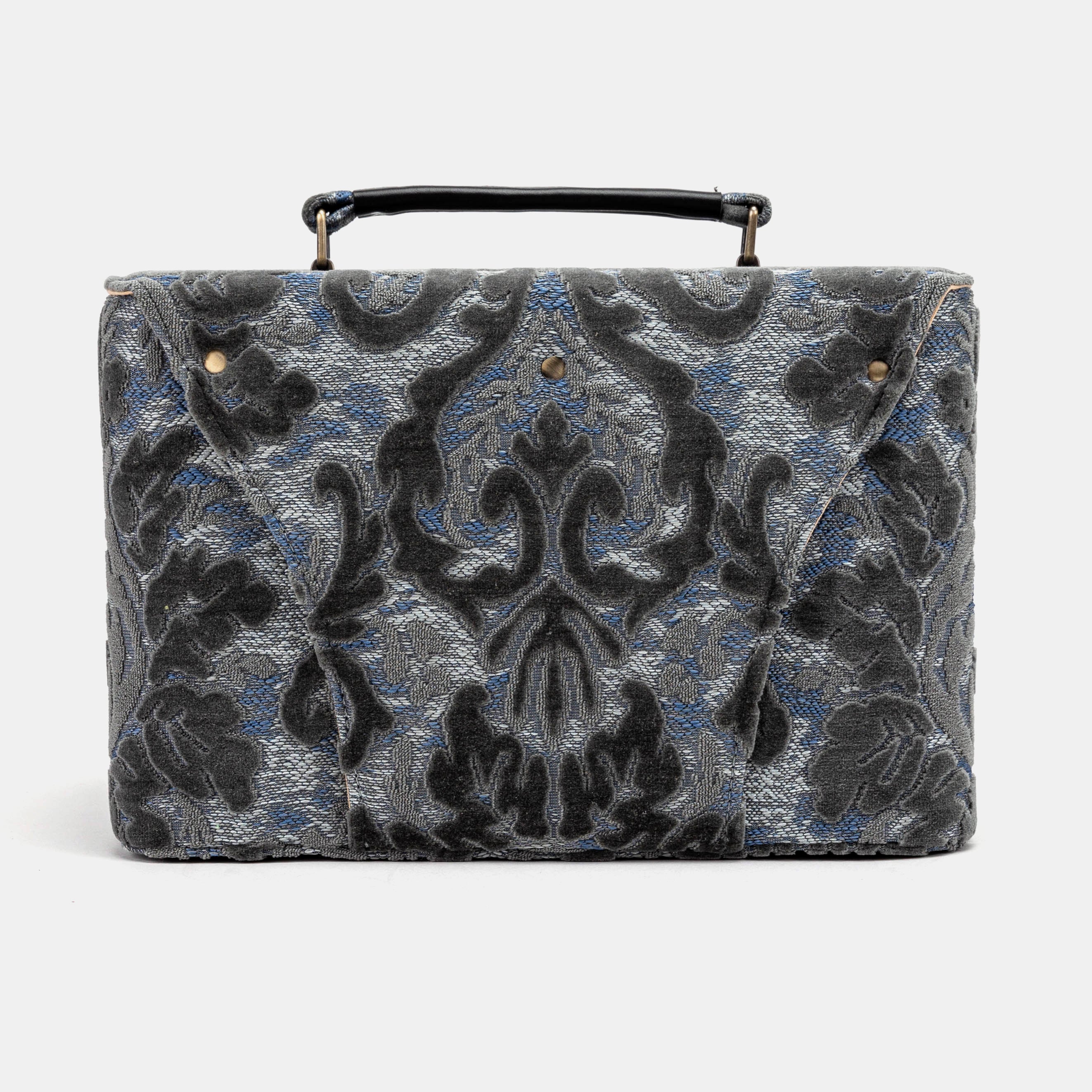 Burnout Velvet Steel Blue Josephine Large Train Case back