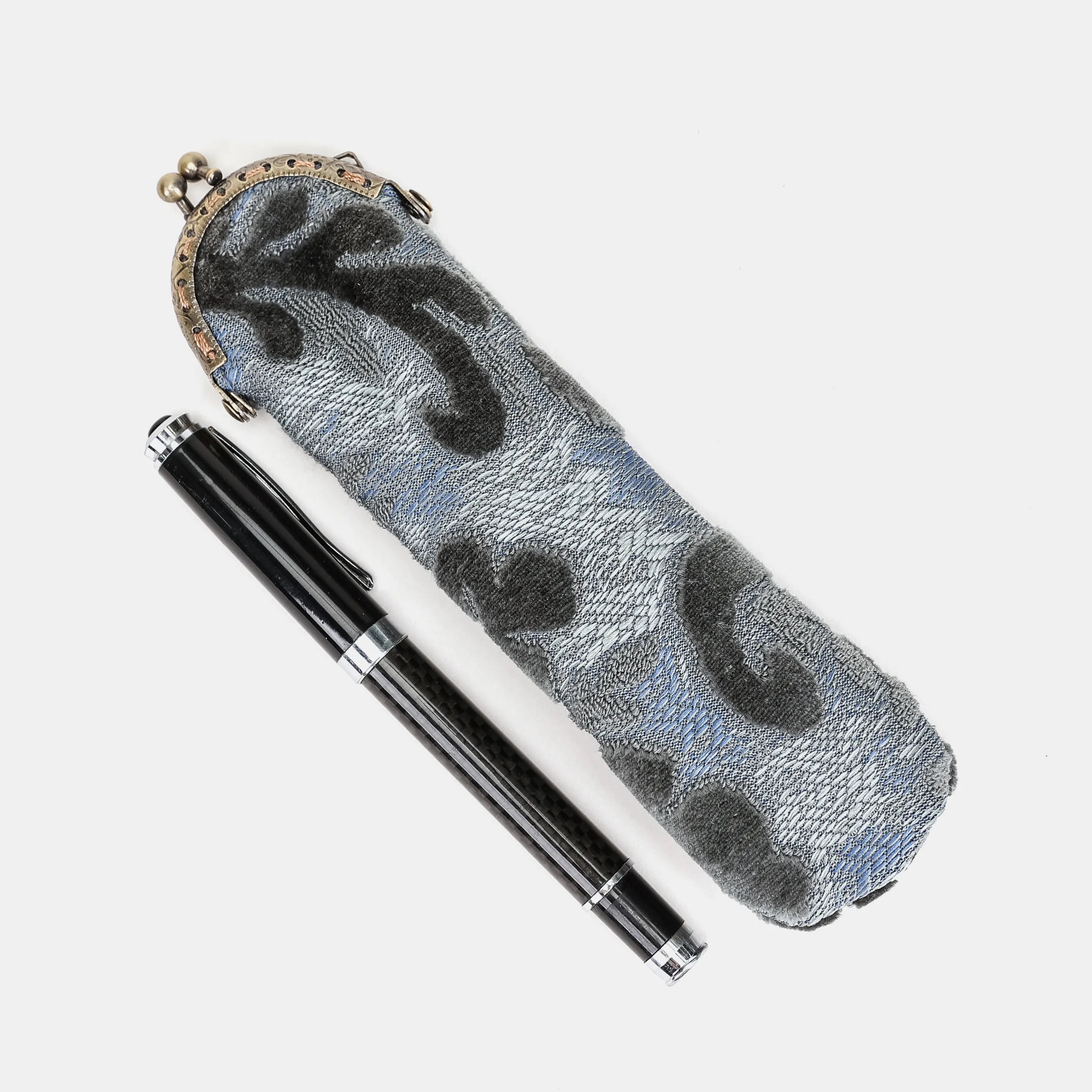 Burnout Velvet Steel Blue Solo Pen Case Carpetbag of America main