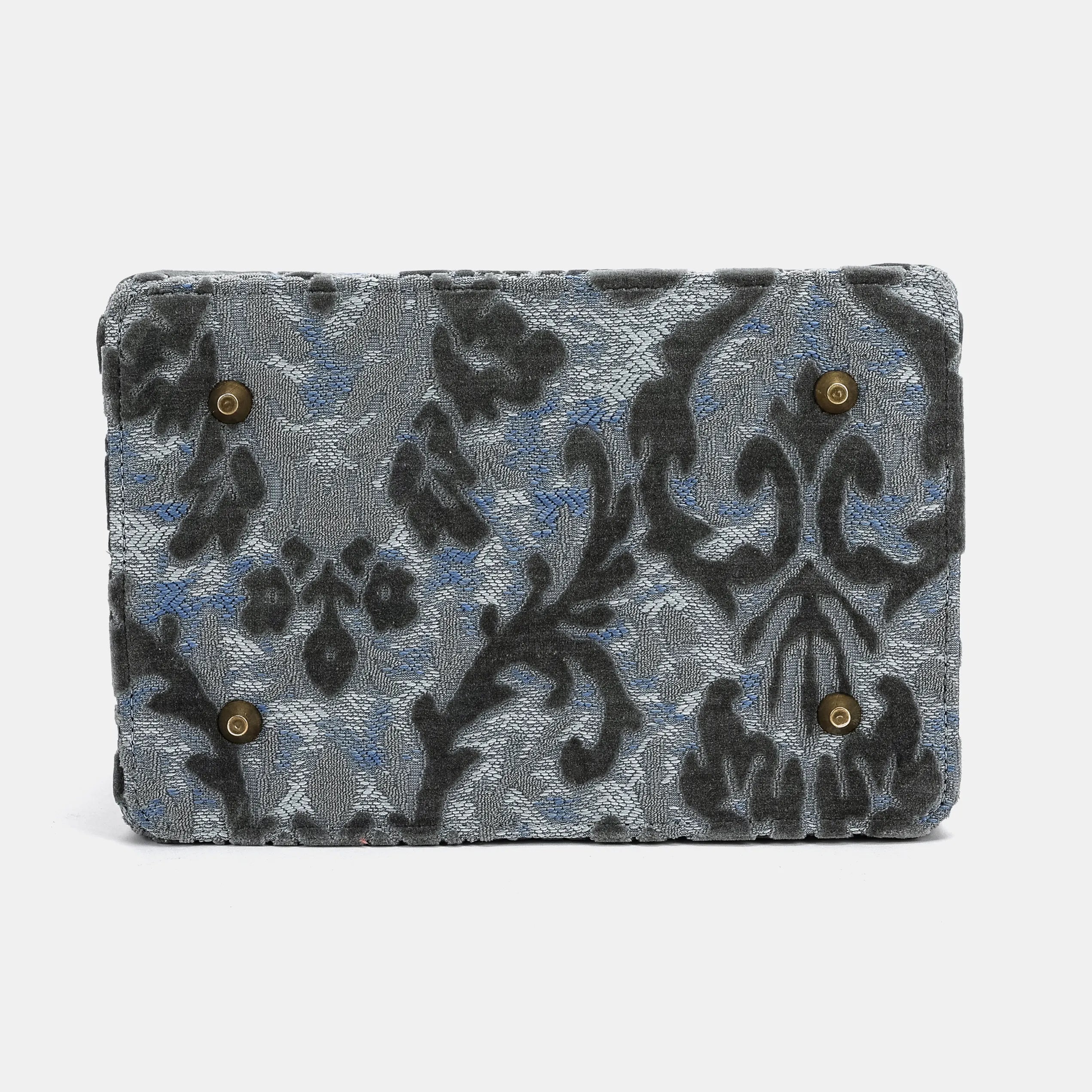 Burnout Velvet Steel Blue Vivienne Carpet Purse Gladstone Bag America bottom