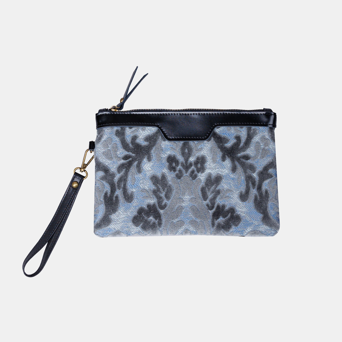 Burnout Velvet Steel Blue Wristlet Clutch carpet bag MCW Handmade main