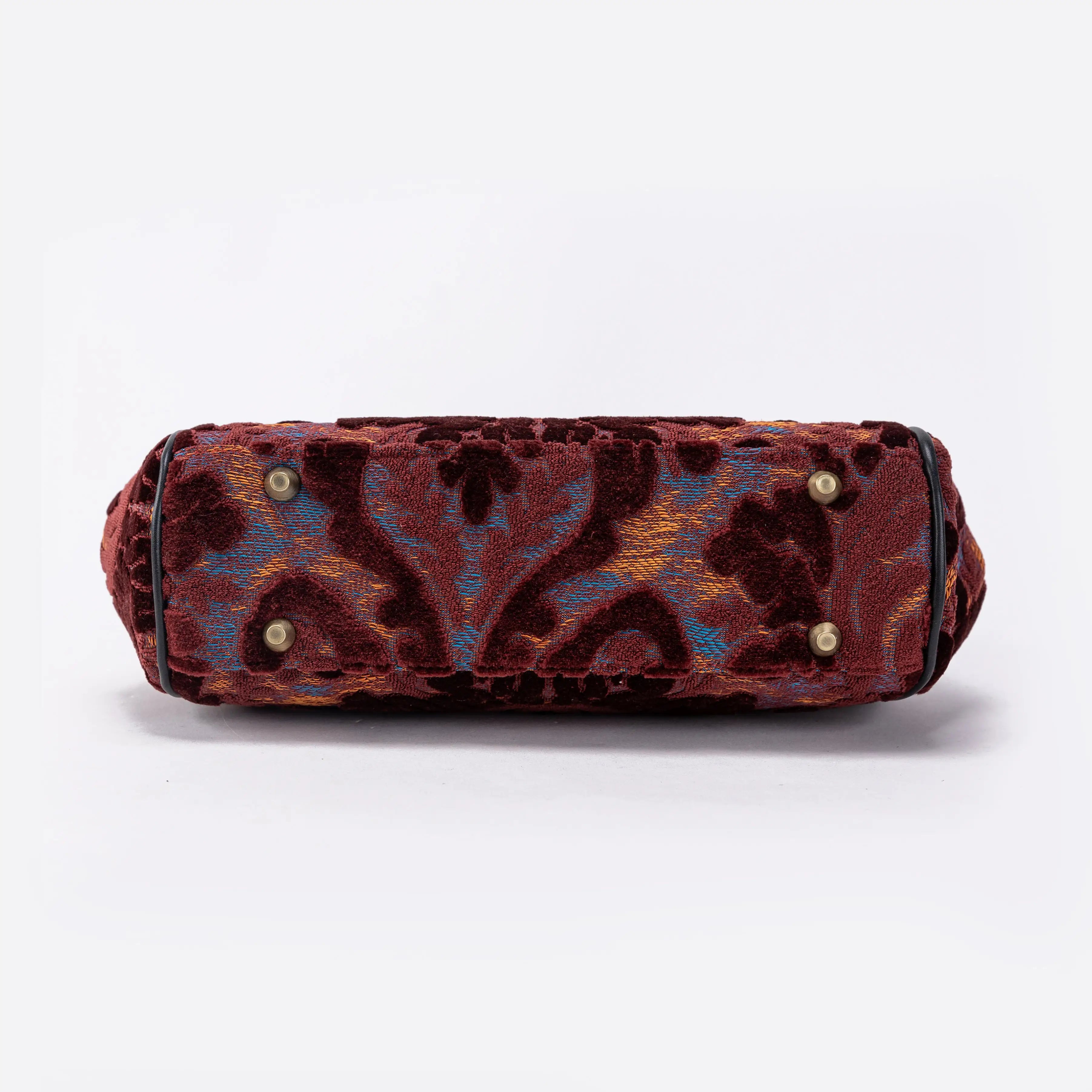 Burnout Velvet Wine Alma Satchel Bag bottom