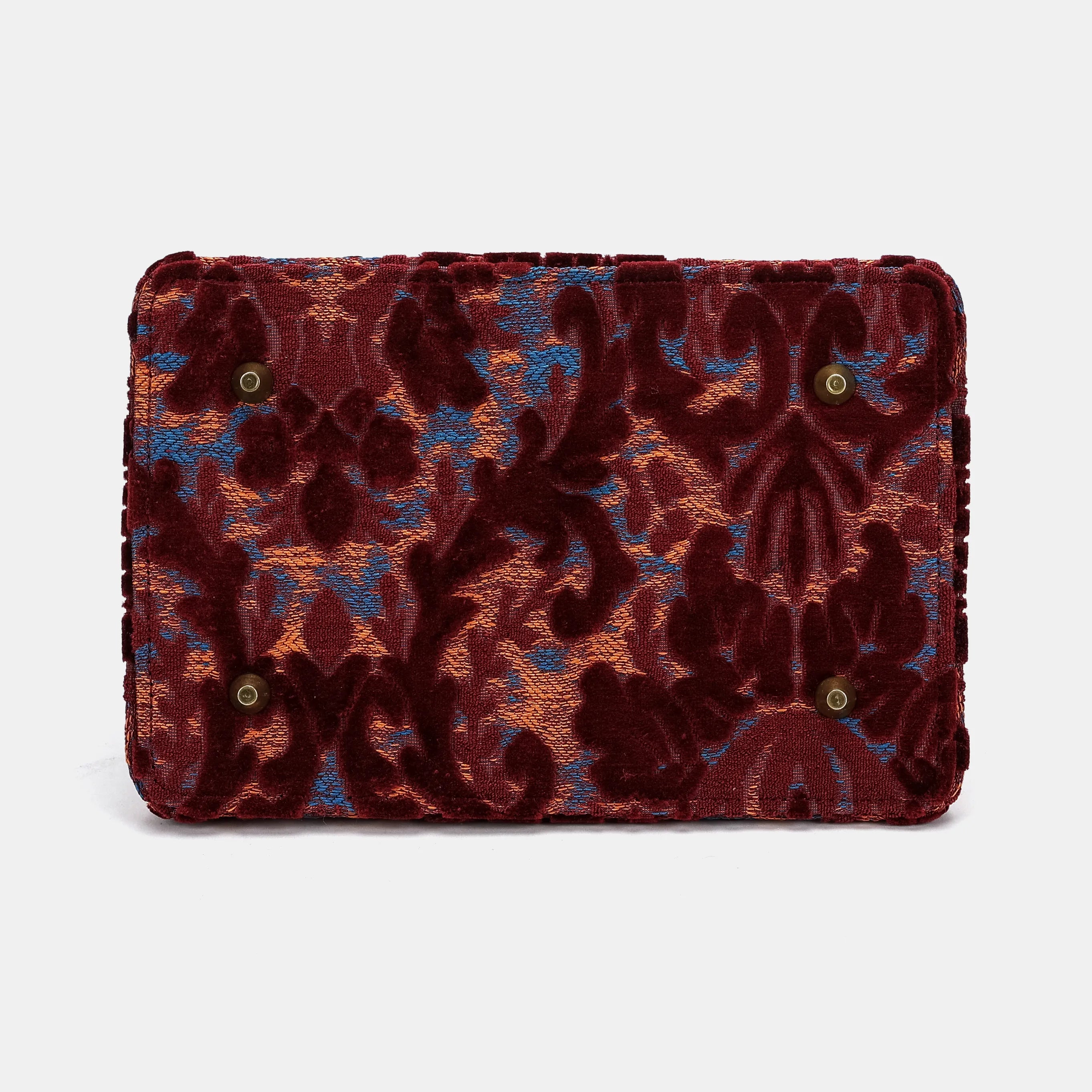 Burnout Velvet Wine Cecile Carpet Purse Gladstone Bag of America bottom