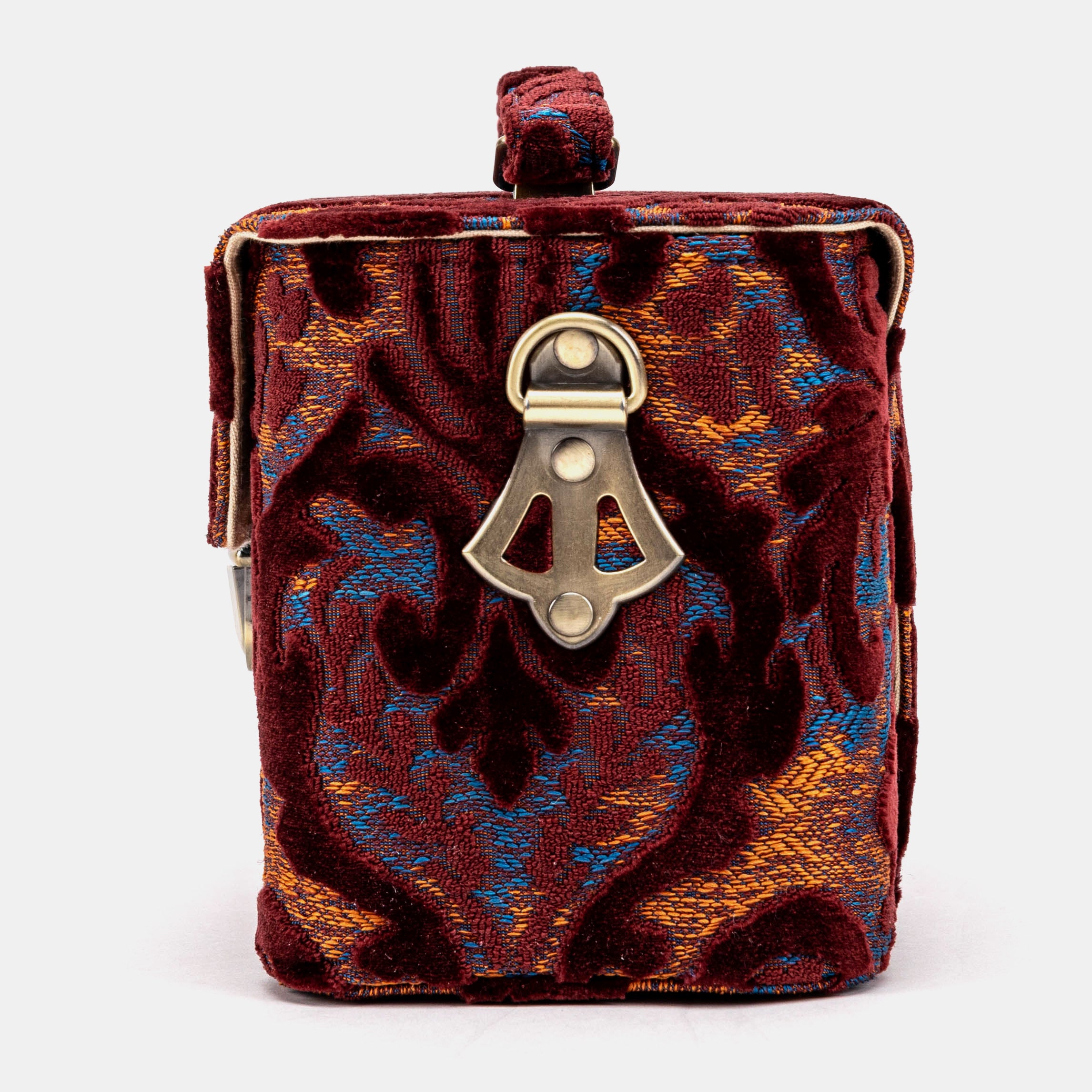 Burnout Velvet Wine Clara Medium Train Case Purse of America side
