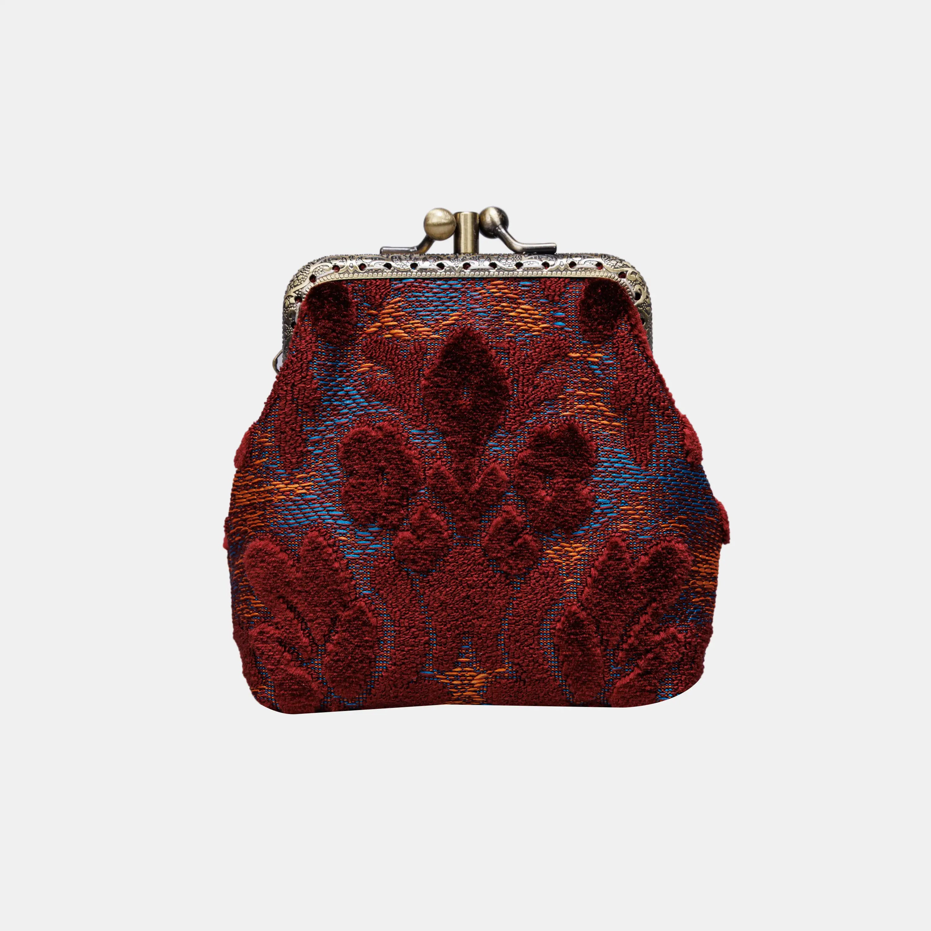 Burnout Velvet Wine Double Kiss Clasp Coin Purse of America front-2