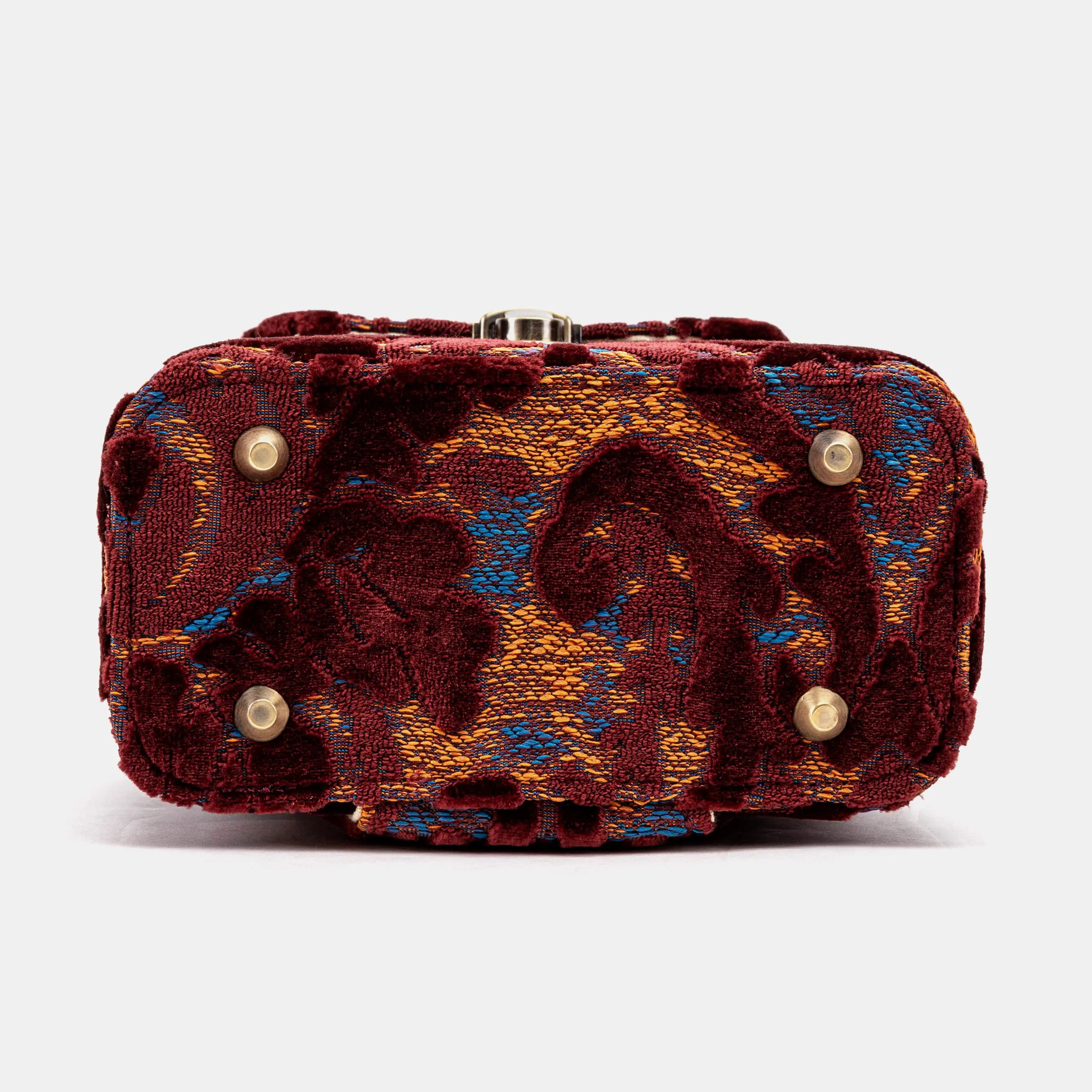 Burnout Velvet Wine Emma Small Train Case Crossbody bottom