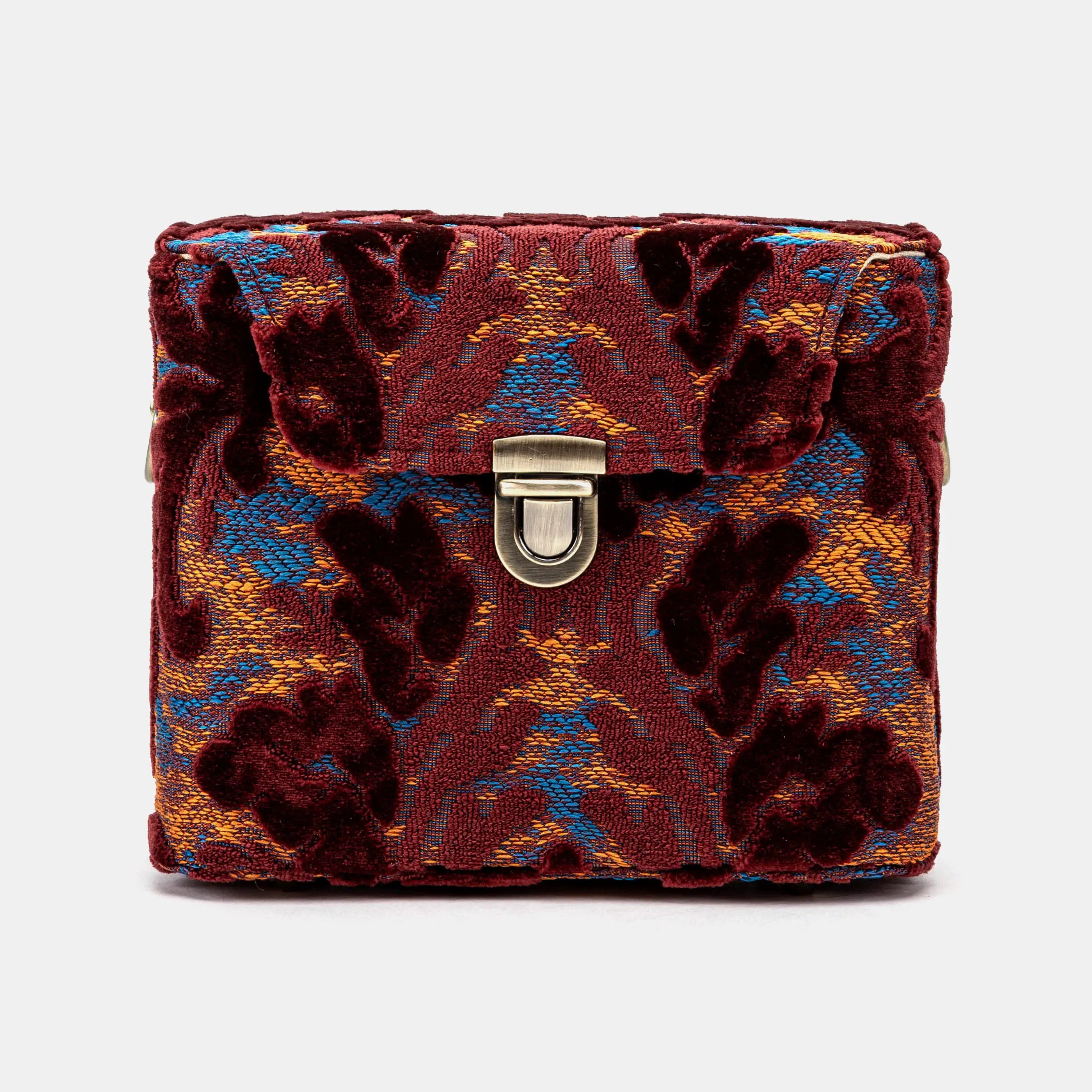 Burnout Velvet Wine Emma Small Train Case Crossbody primary