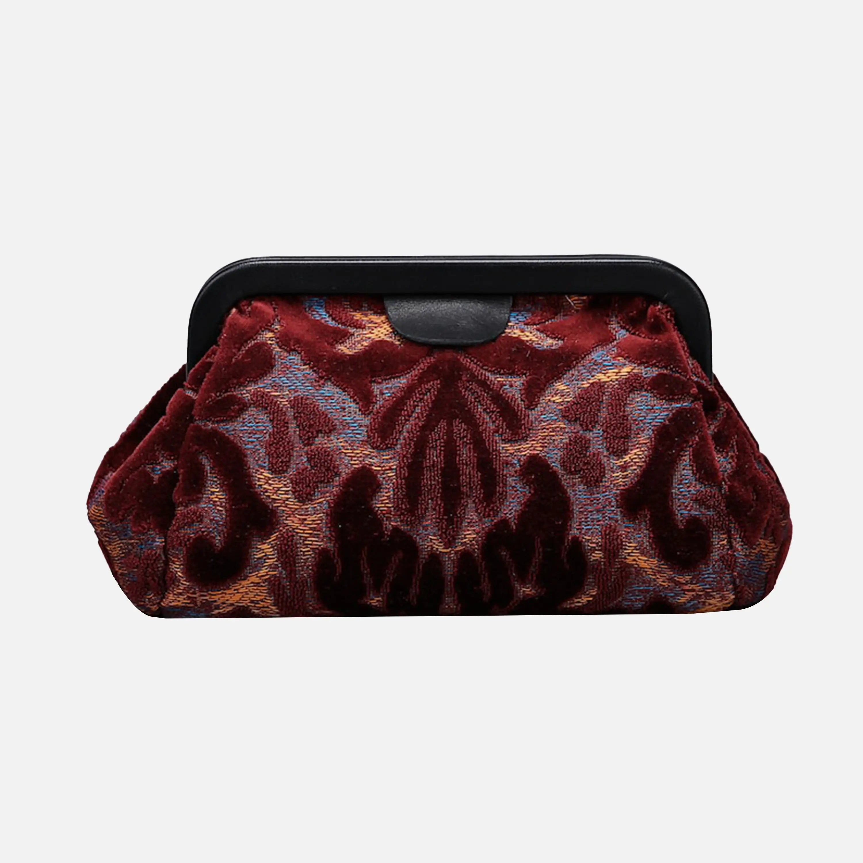 Burnout Velvet Wine Evening Bag Clutch carpet bag of America back