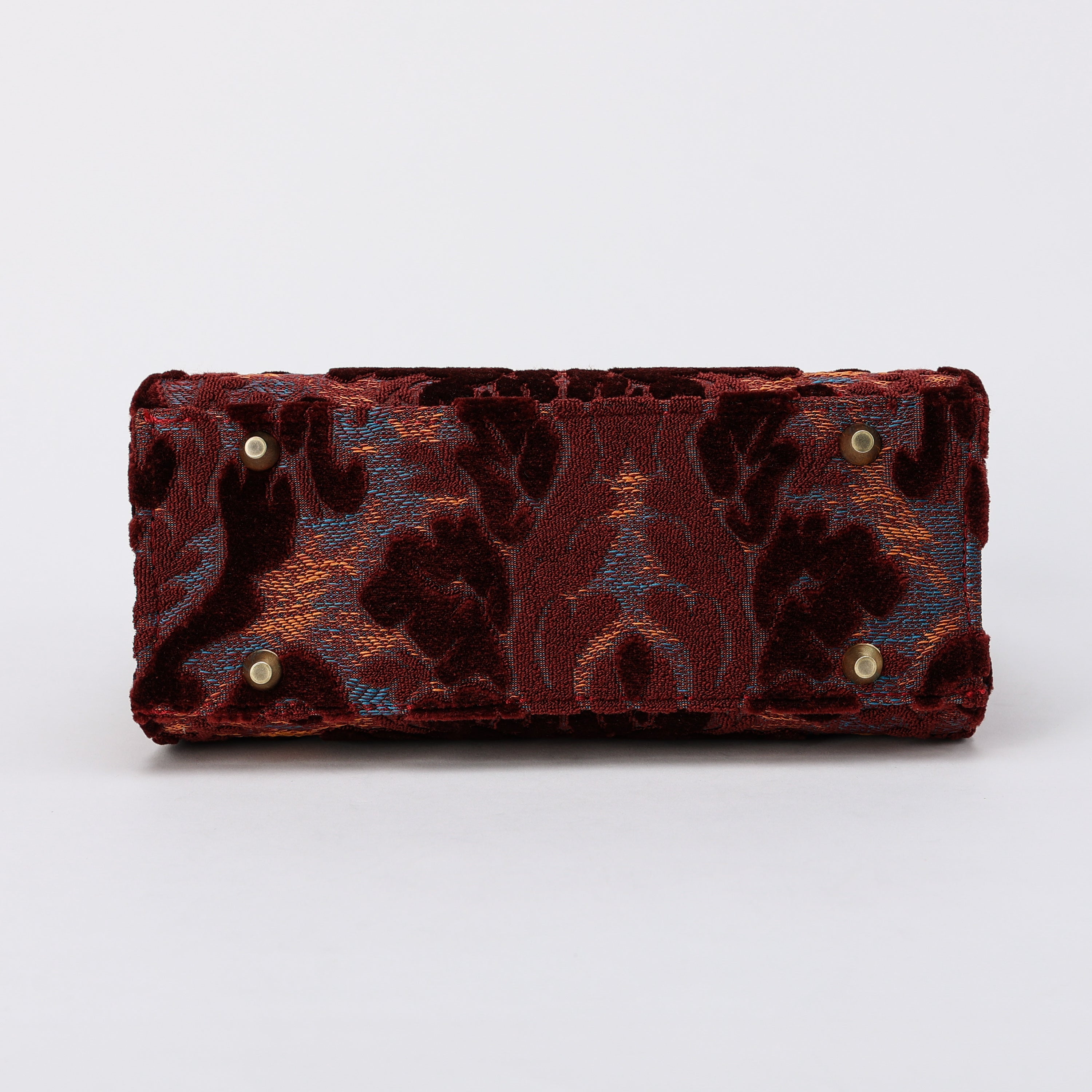 Burnout Velvet Wine Flap Satchel Carpetbag of America botttom