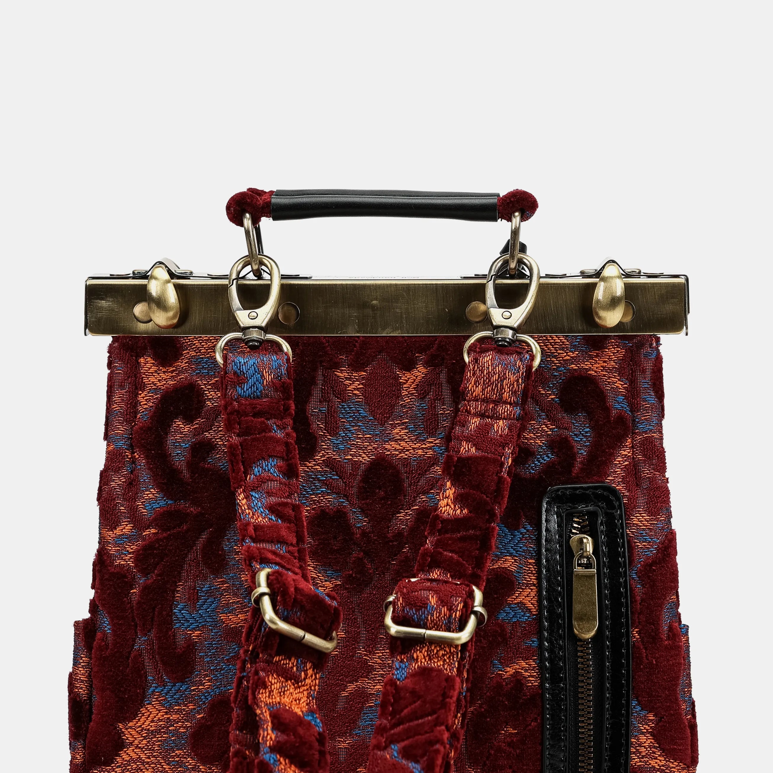 Burnout Velvet Orange Helena Carpet Gladstone Backpack of America back details