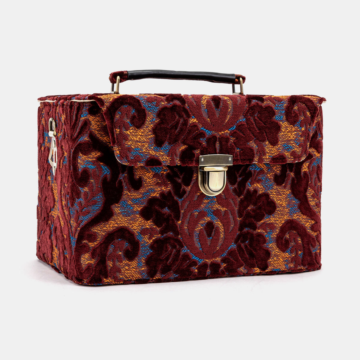 Burnout Velvet Wine Josephine Large Train Case left