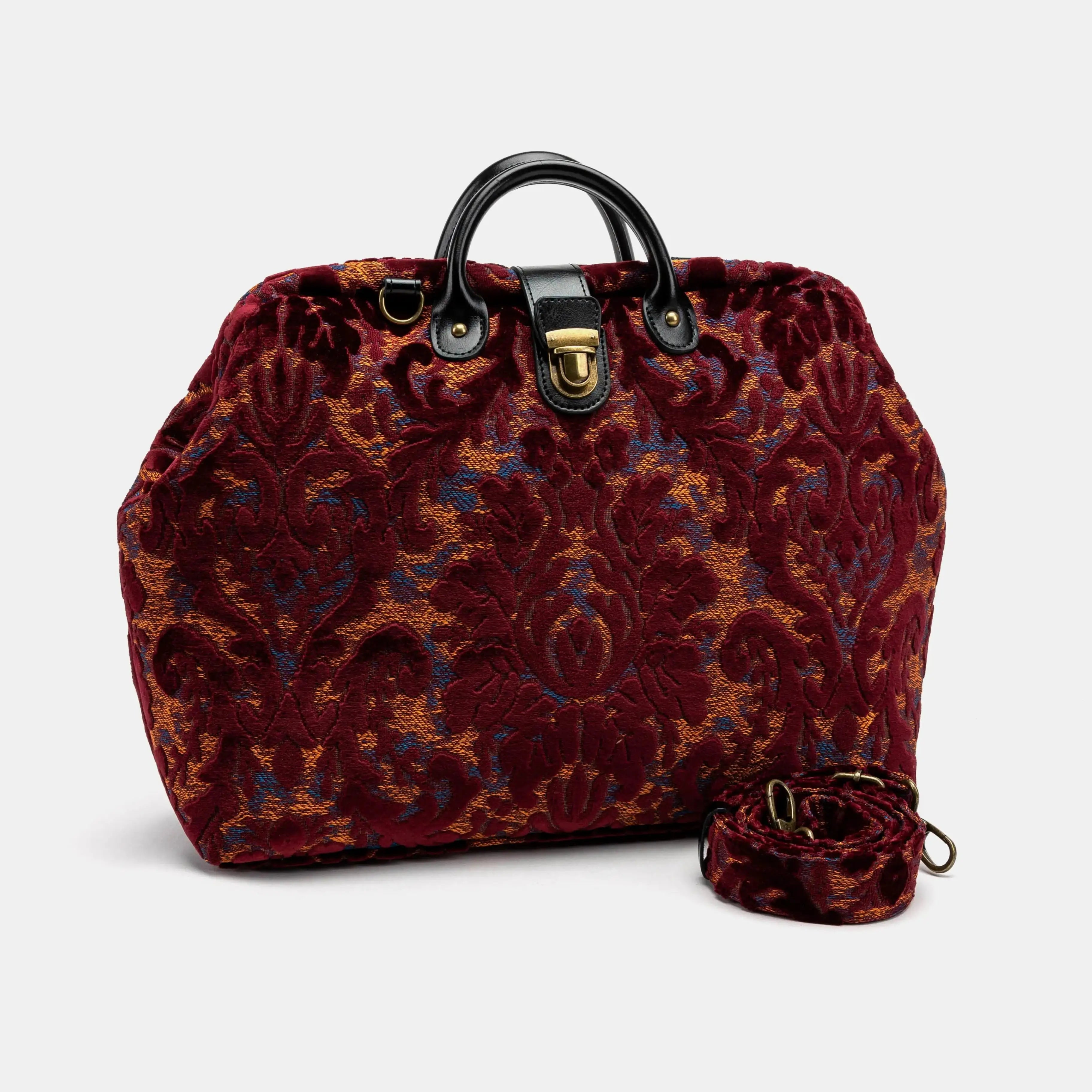 Burnout Velvet Wine Laptop Work Bag of America front side