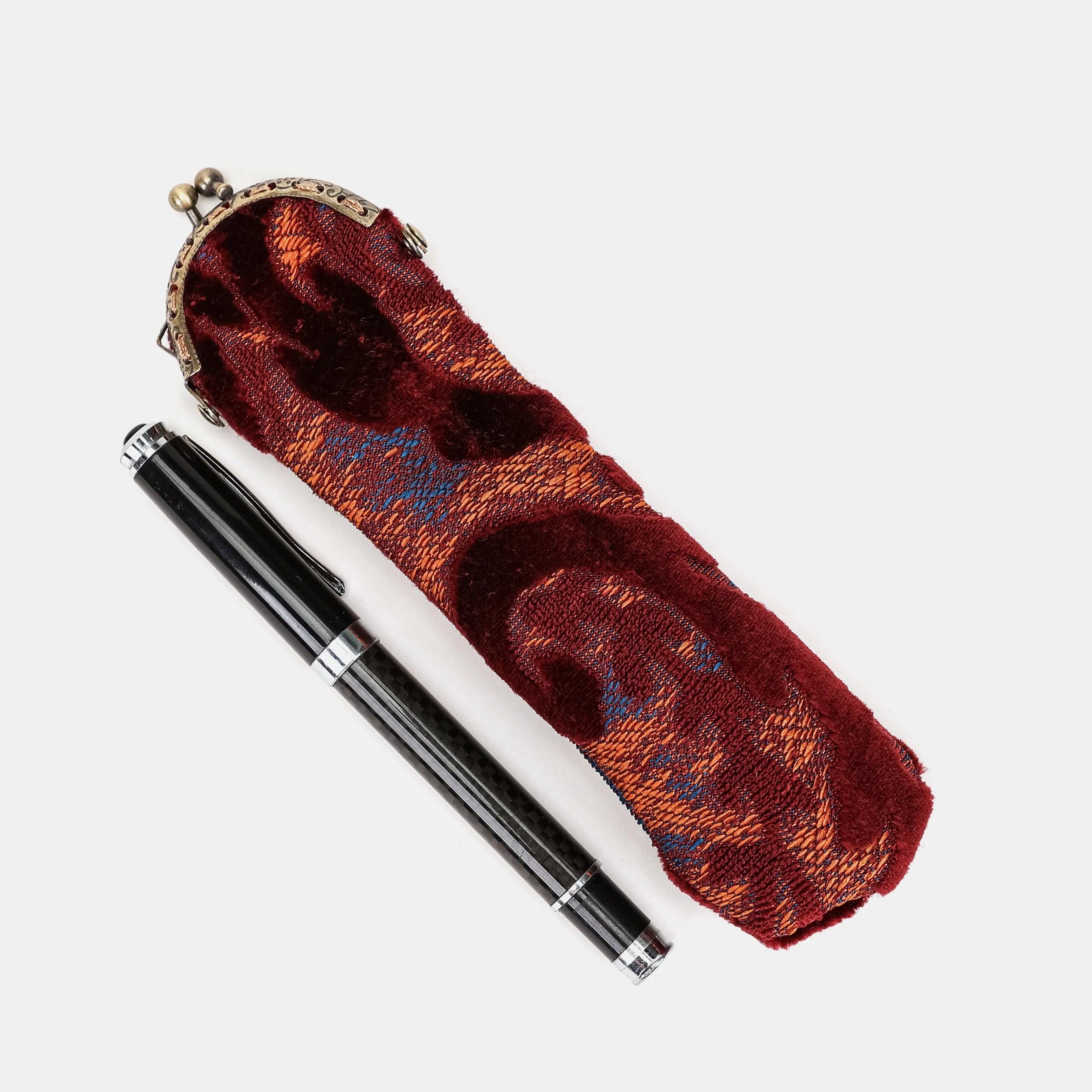 Burnout Velvet Wine Solo Pen Case Carpetbag of America main