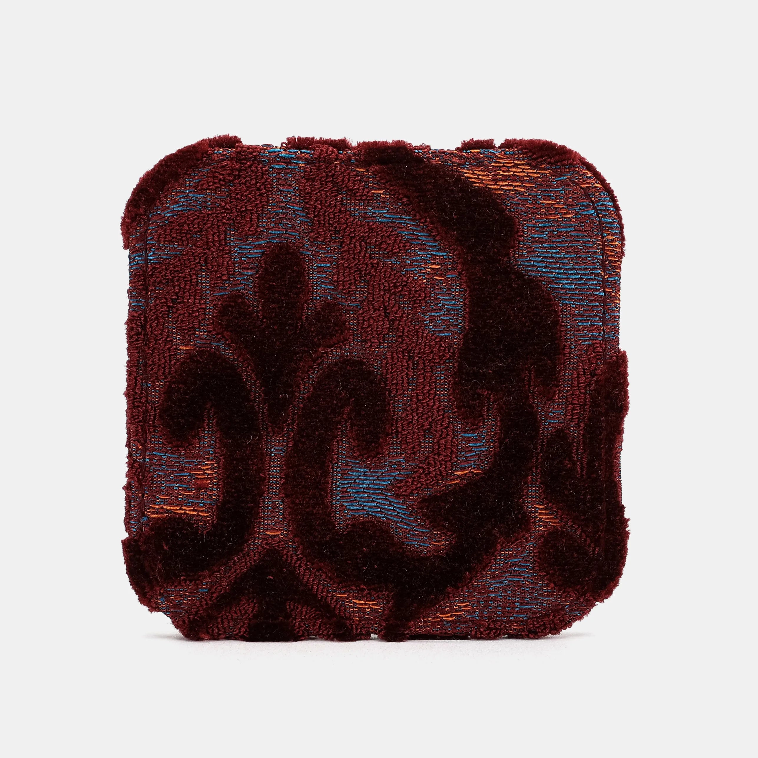 Burnout Velvet Wine Square Coaster Set with Holder of America-face