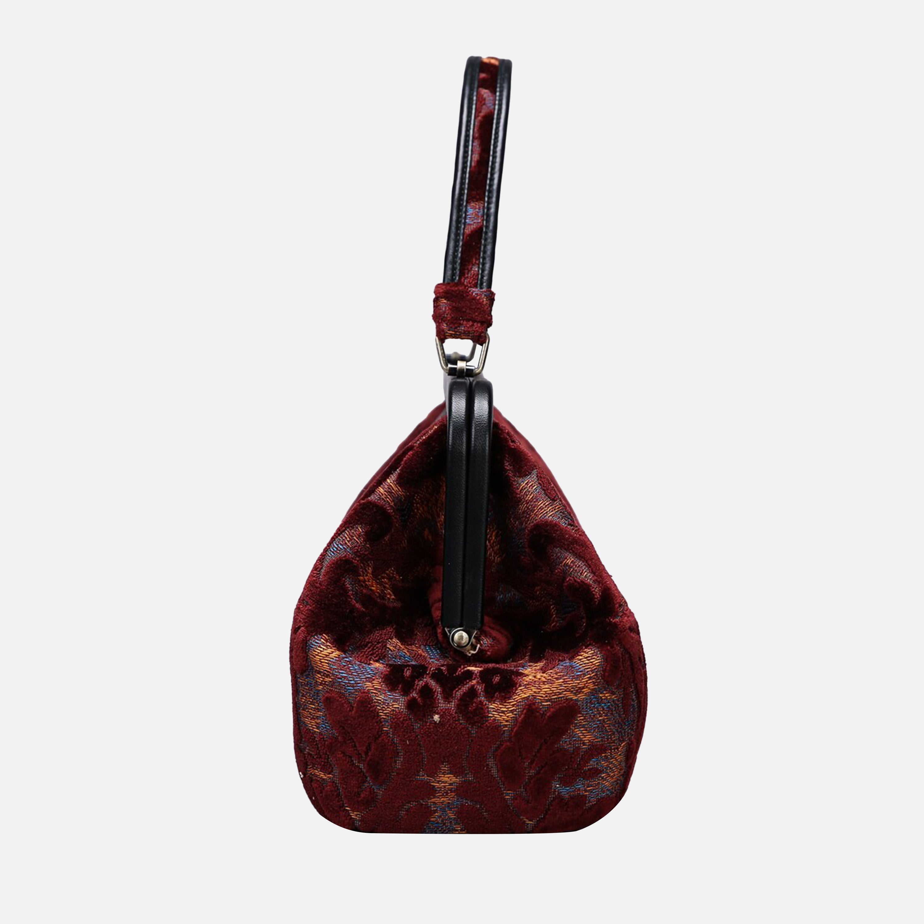 Burnout Velvet Wine Top Handle Purse carpet bag of America side