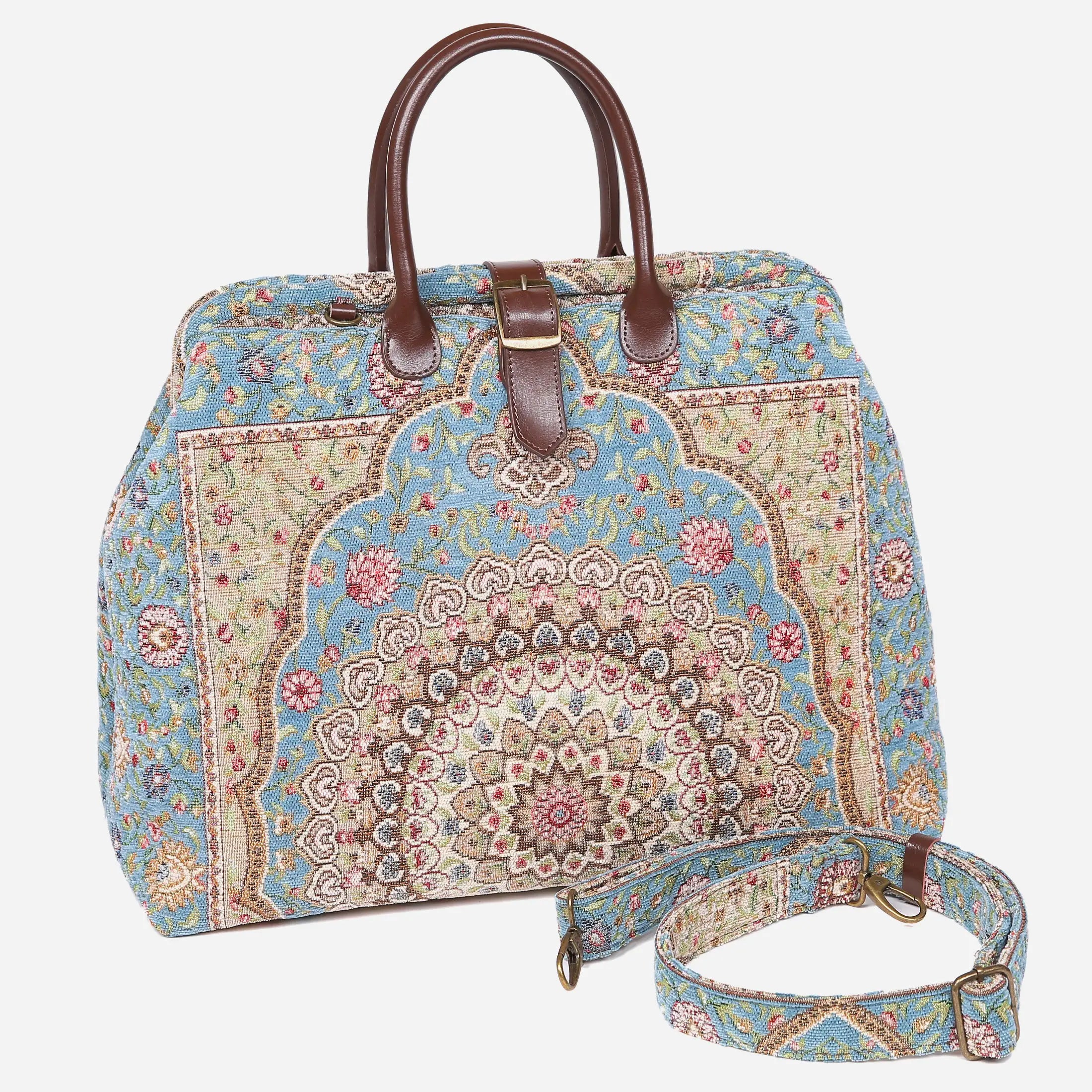 Oriental Blue Mary Poppins Weekender Carpetbag of America with shoulder strap