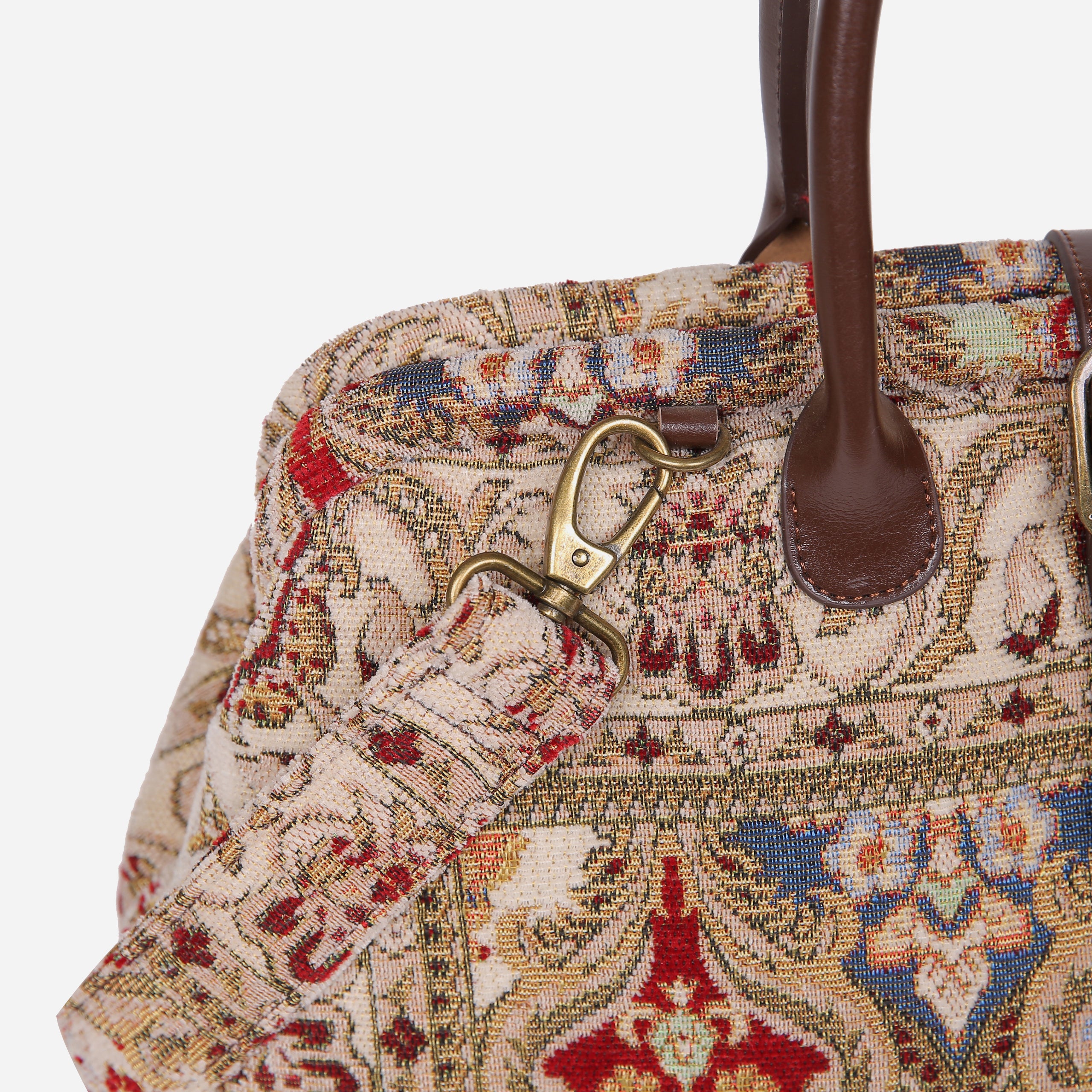Golden Age Red Mary Poppins Weekender carpet bag MCW Handmade-details
