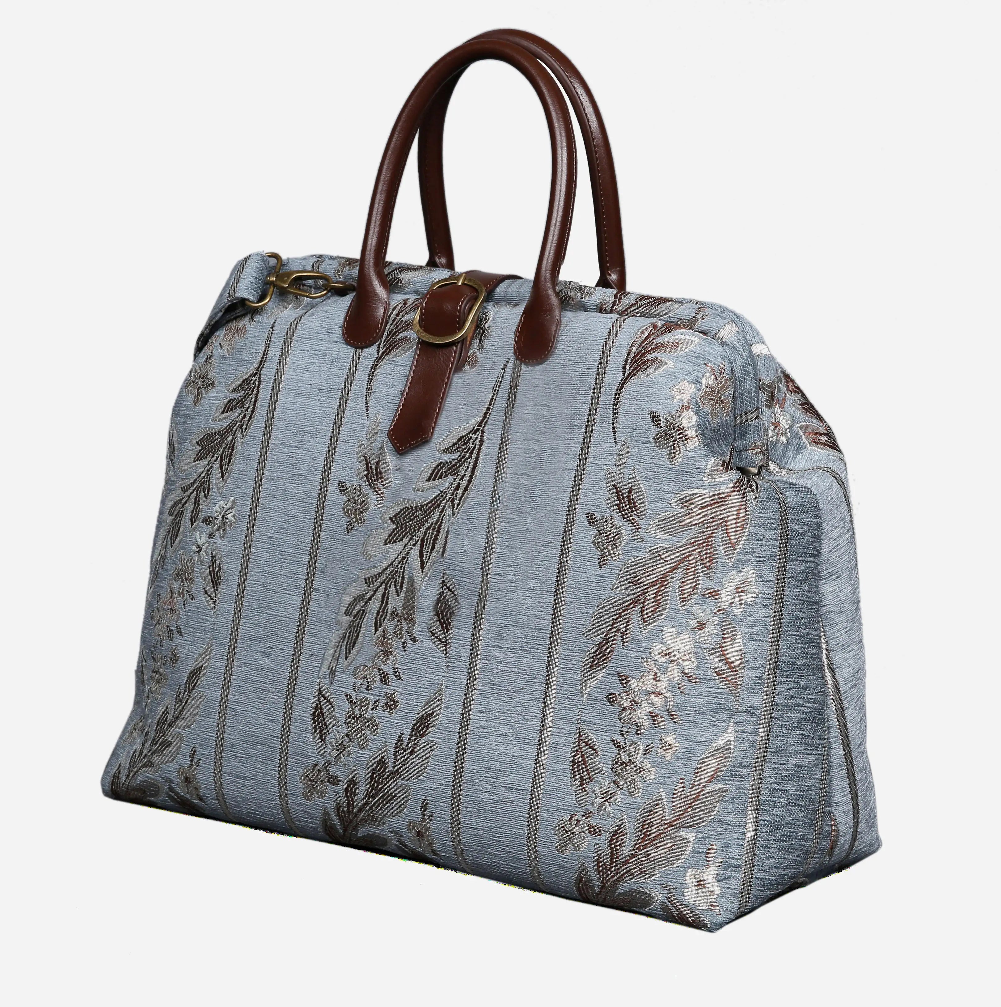 Victorian Stripes Blue Mary Poppins Weekender Carpetbag of America front