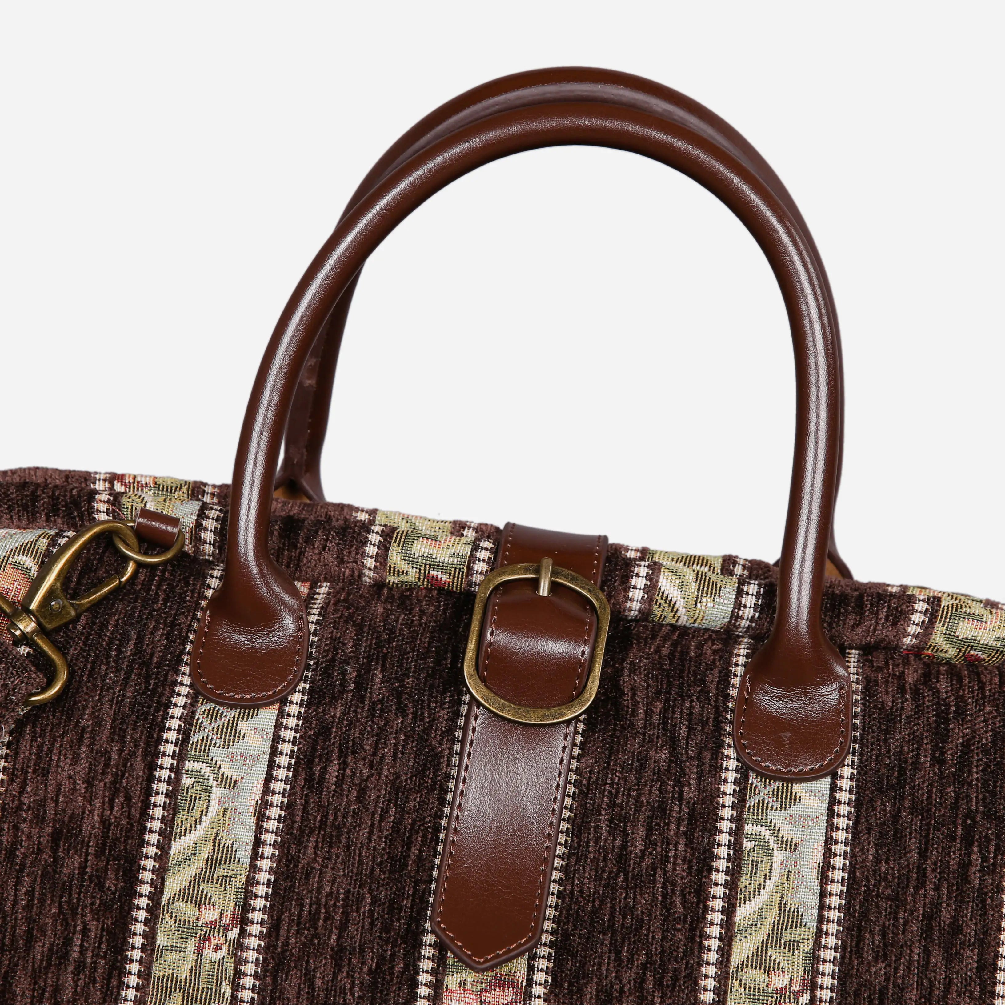 Floral Stripes Brown Mary Poppins Weekender Carpetbag of America buckle