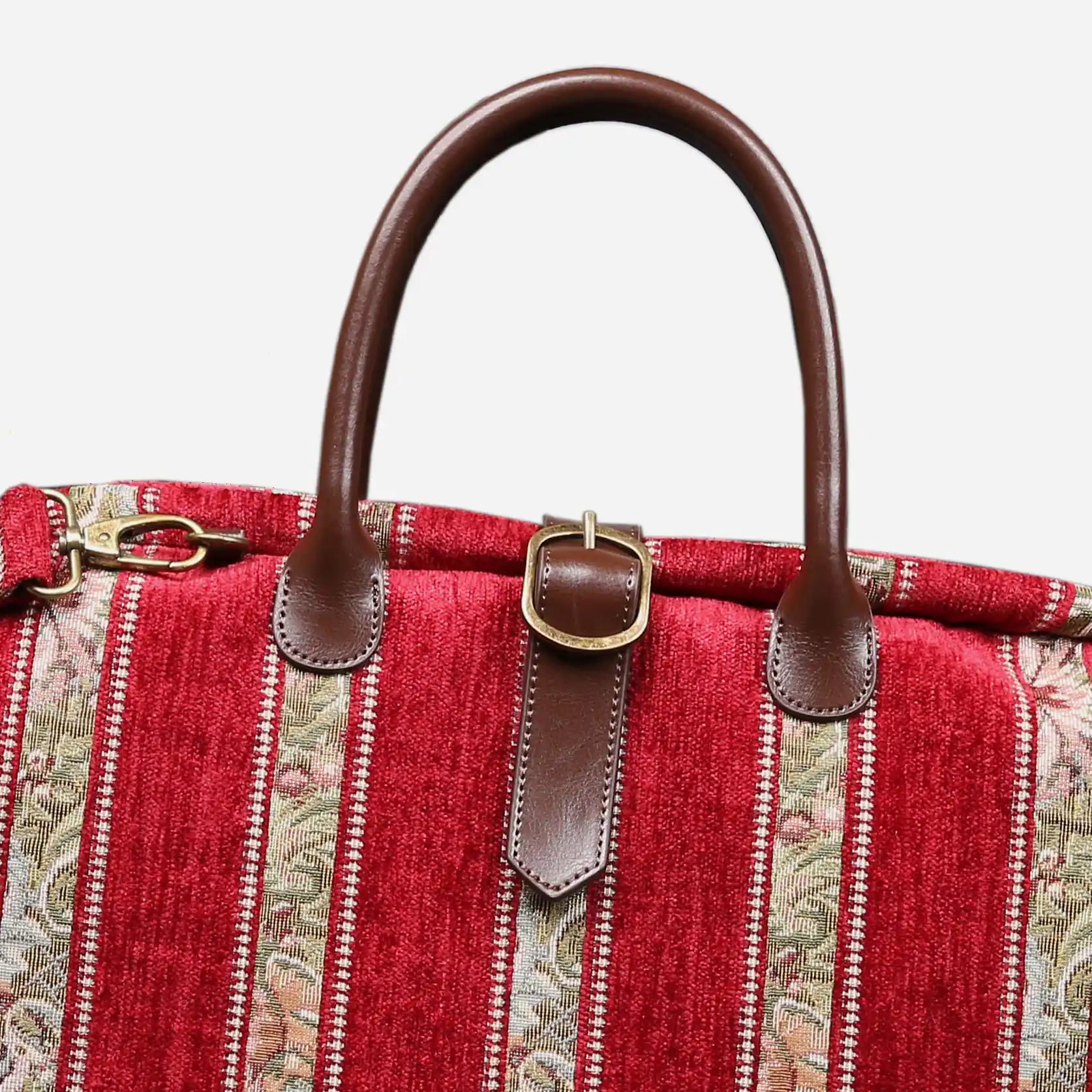 Floral Stripes Red Mary Poppins Weekender Carpetbag of America buckle