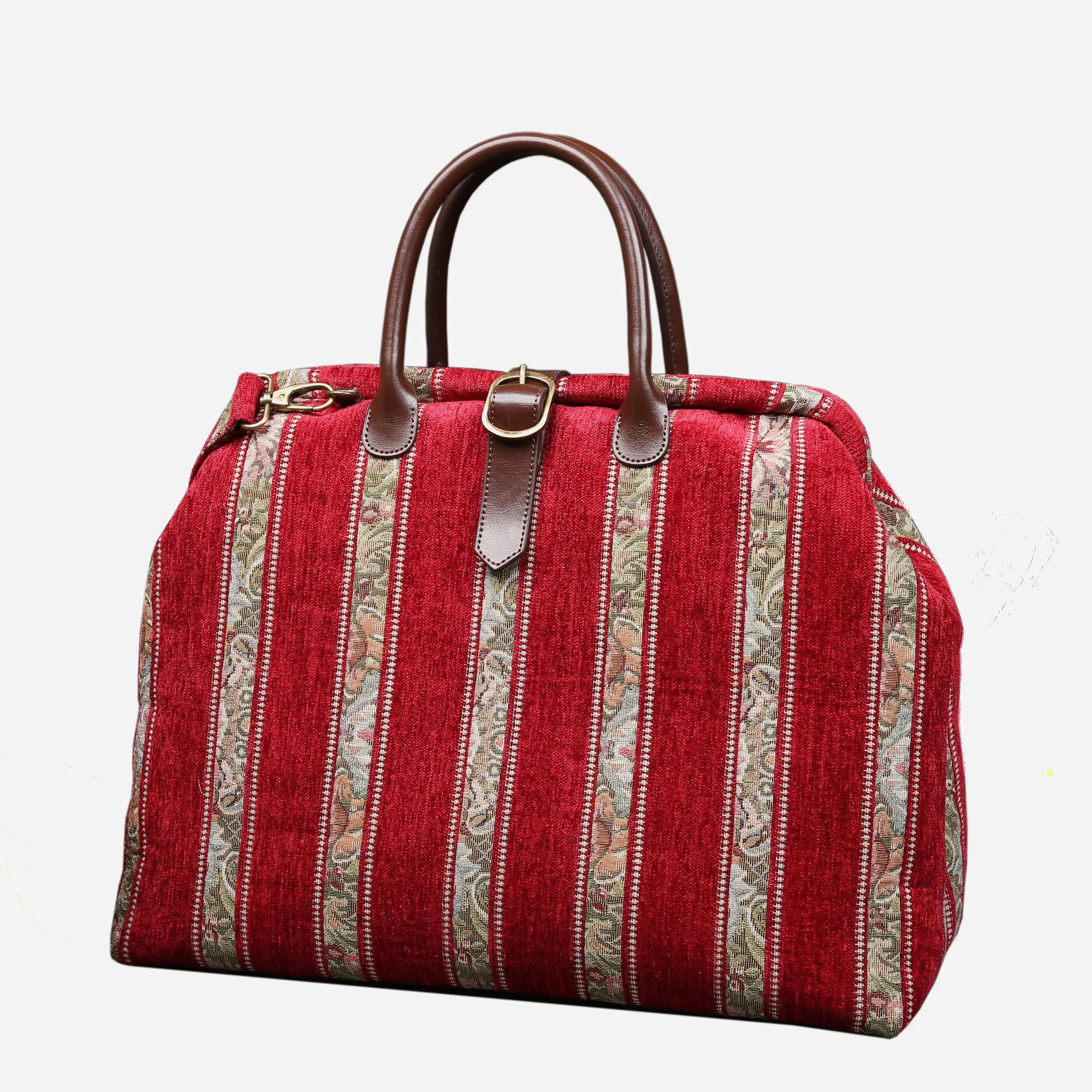 Floral Stripes Red Mary Poppins Weekender Carpetbag of America front
