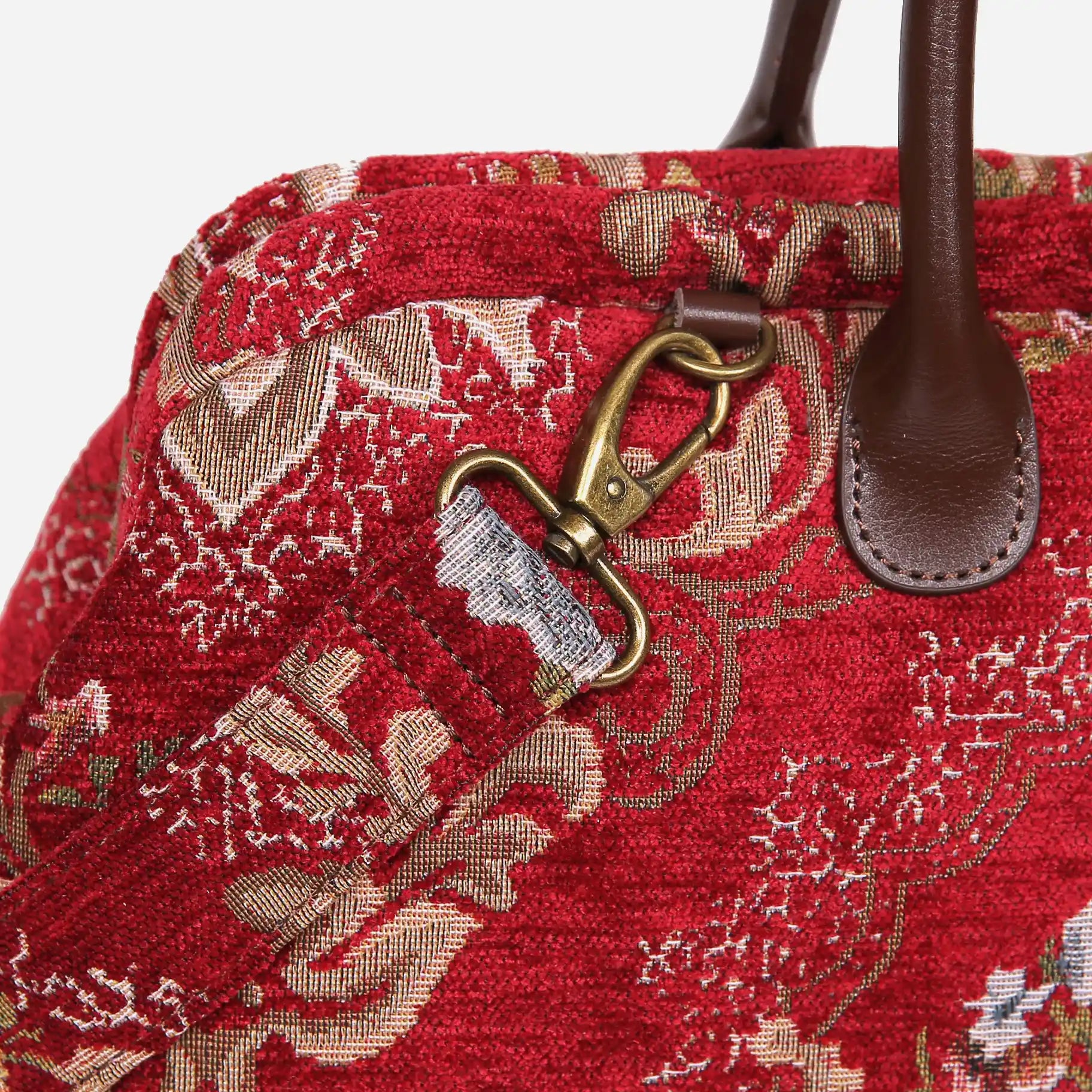 Floral Red Mary Poppins Weekender Carpetbag clasp