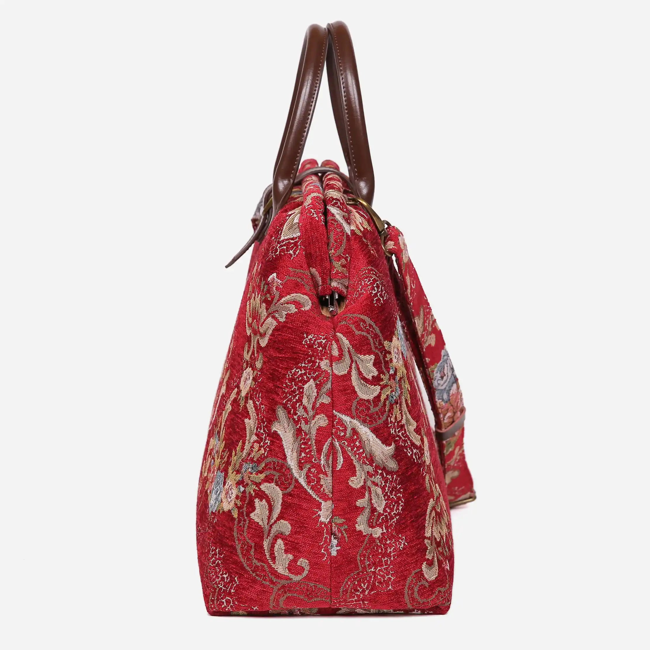 Floral Red Mary Poppins Weekender Carpetbag side