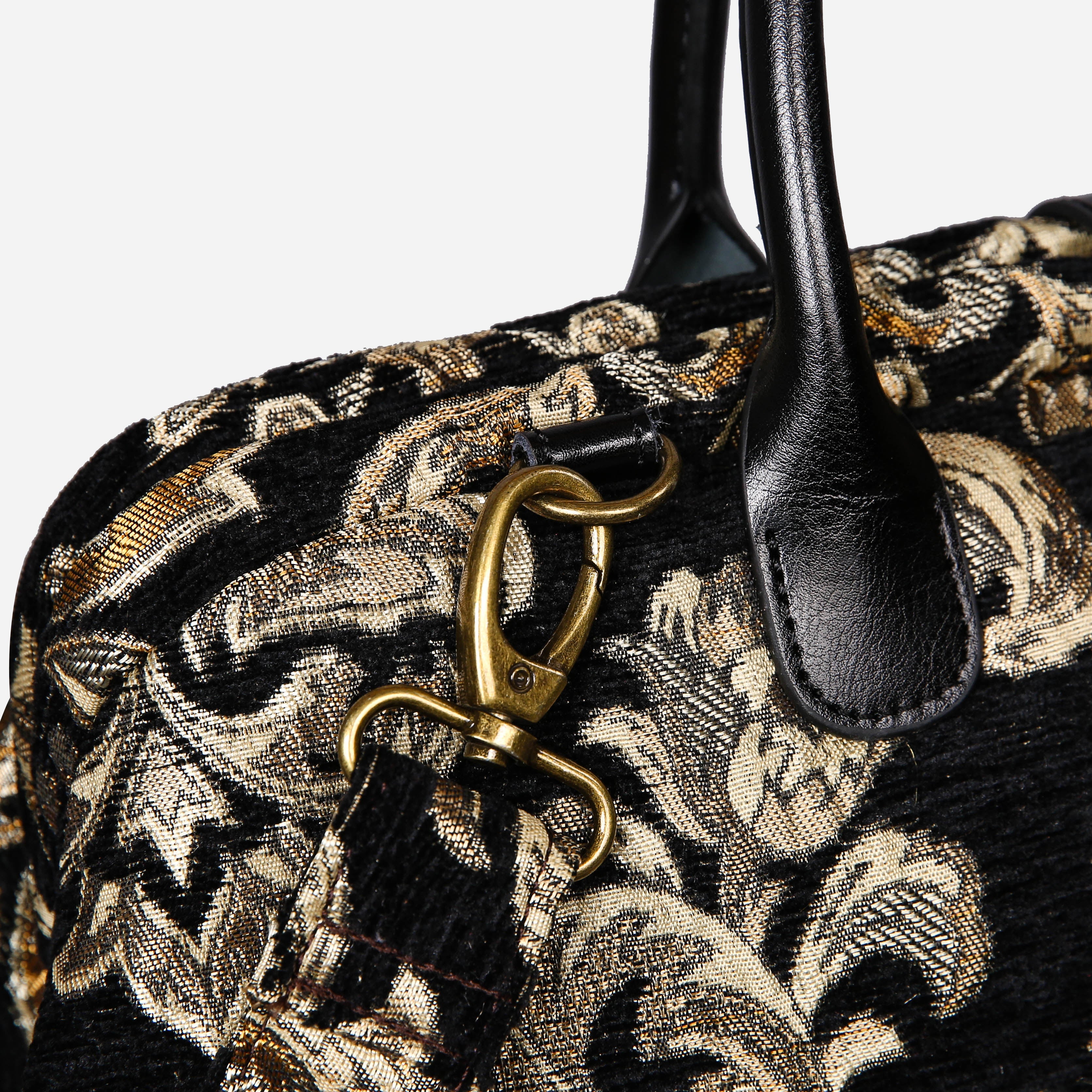 Victorian Blossom Blk-Gold Mary Poppins Weekender carpet bag MCW Handmade-7