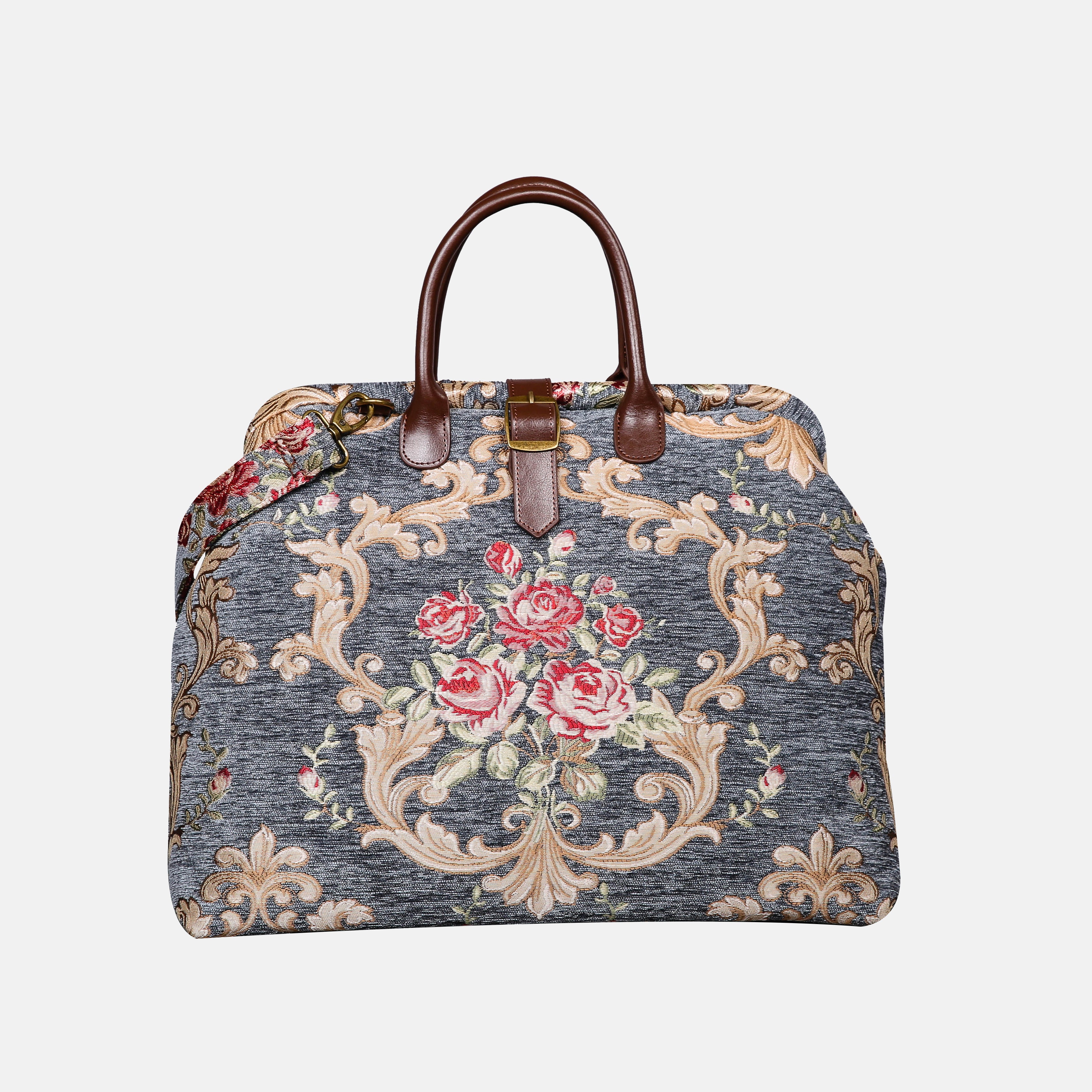 Baroque Garden Grey Mary Poppins Weekender carpet bag MCW Handmade