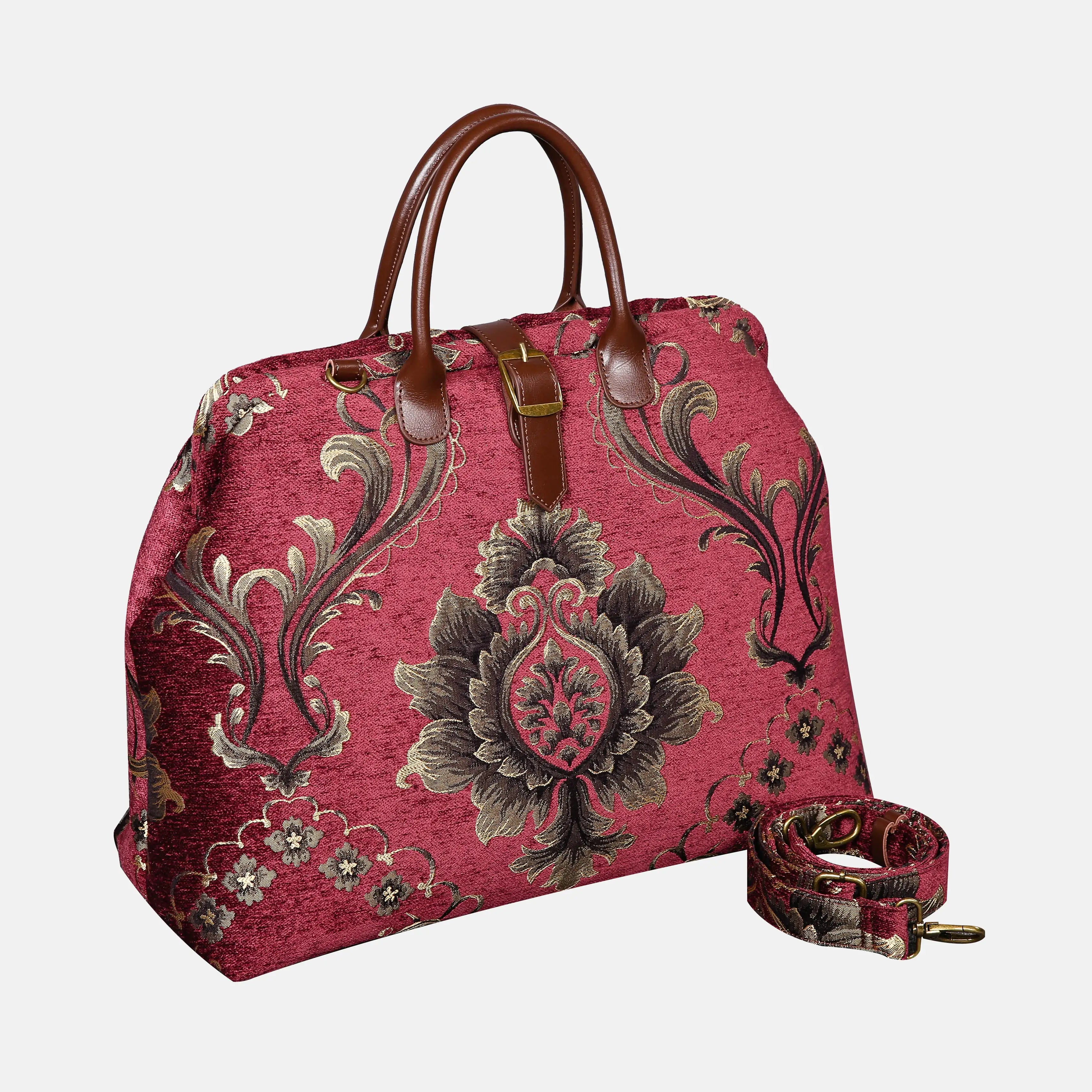 Majesty Beet Red Mary Poppins Weekender Carpetbag of America with shoulder strap