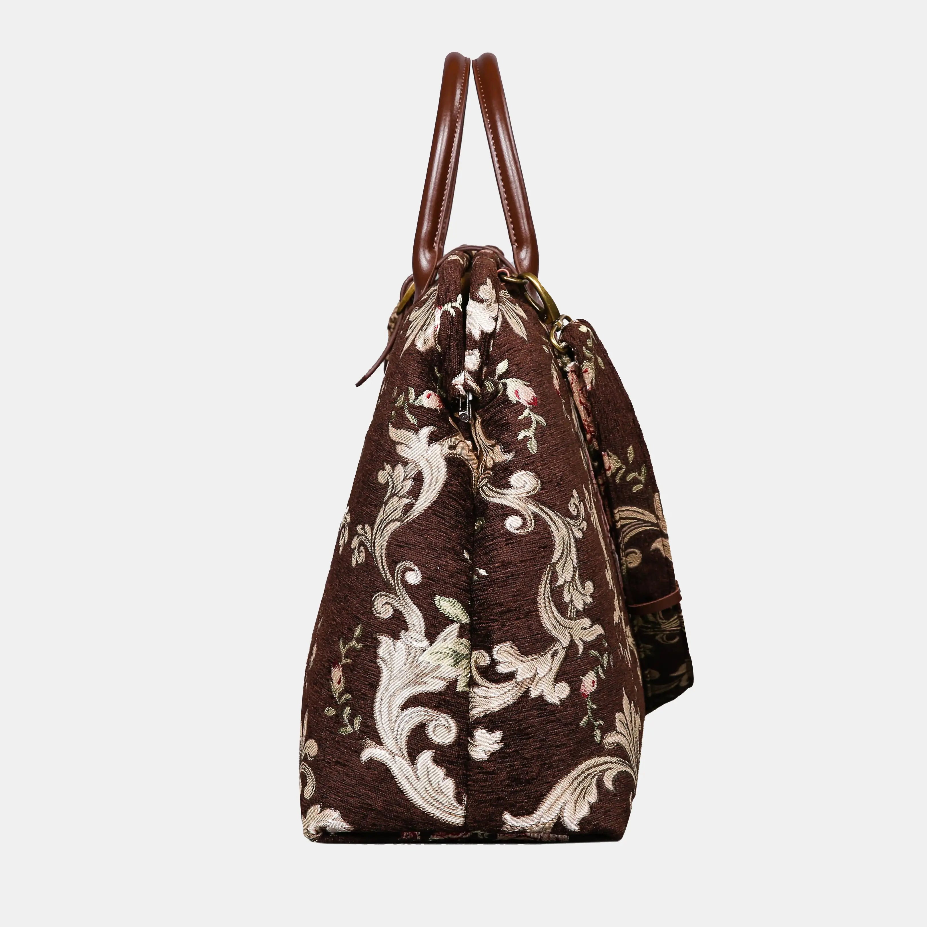 Baroque Garden Brown Mary Poppins Weekender Carpetbag of America side