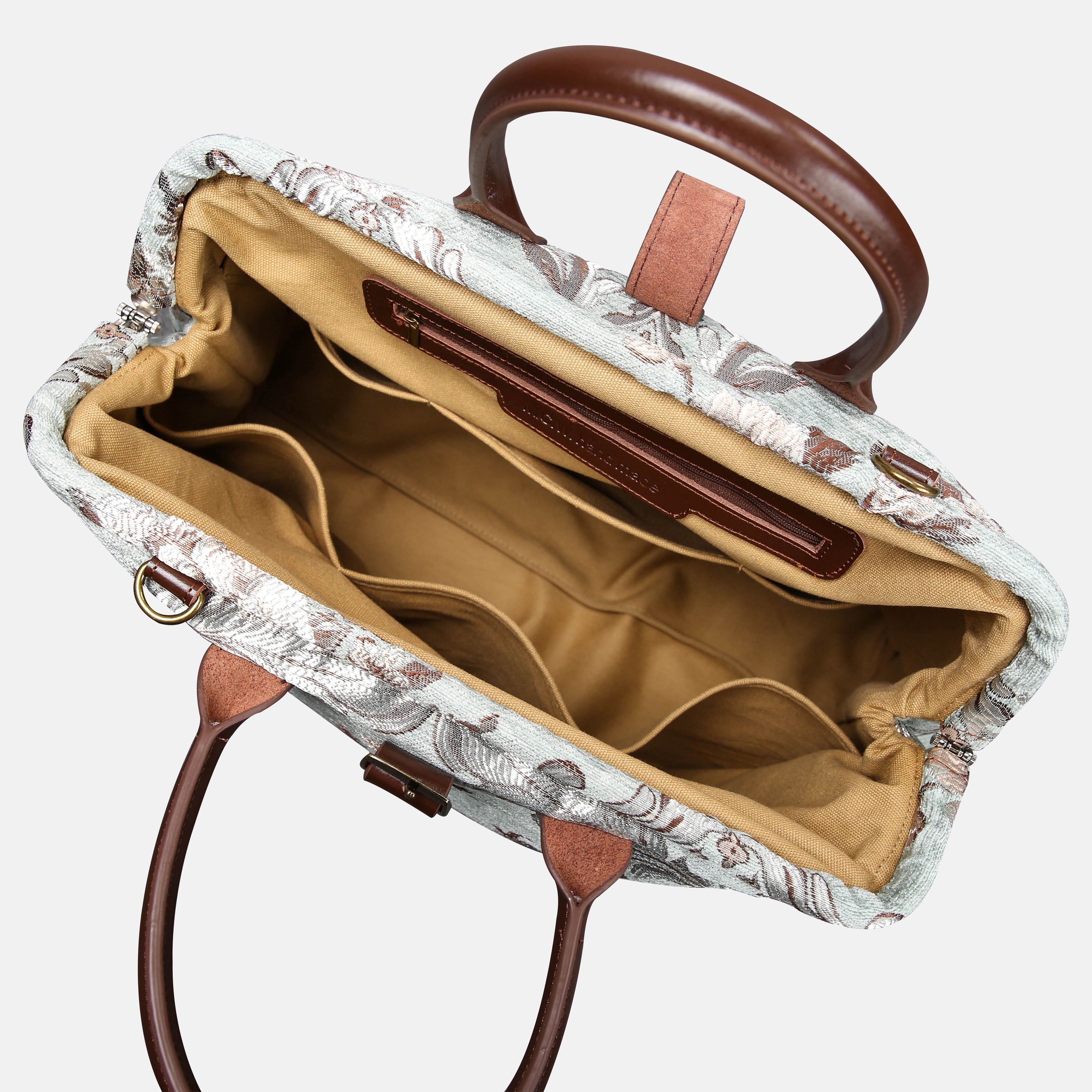 Floral Mint Mary Poppins Weekender carpet bag MCW Handmade inside