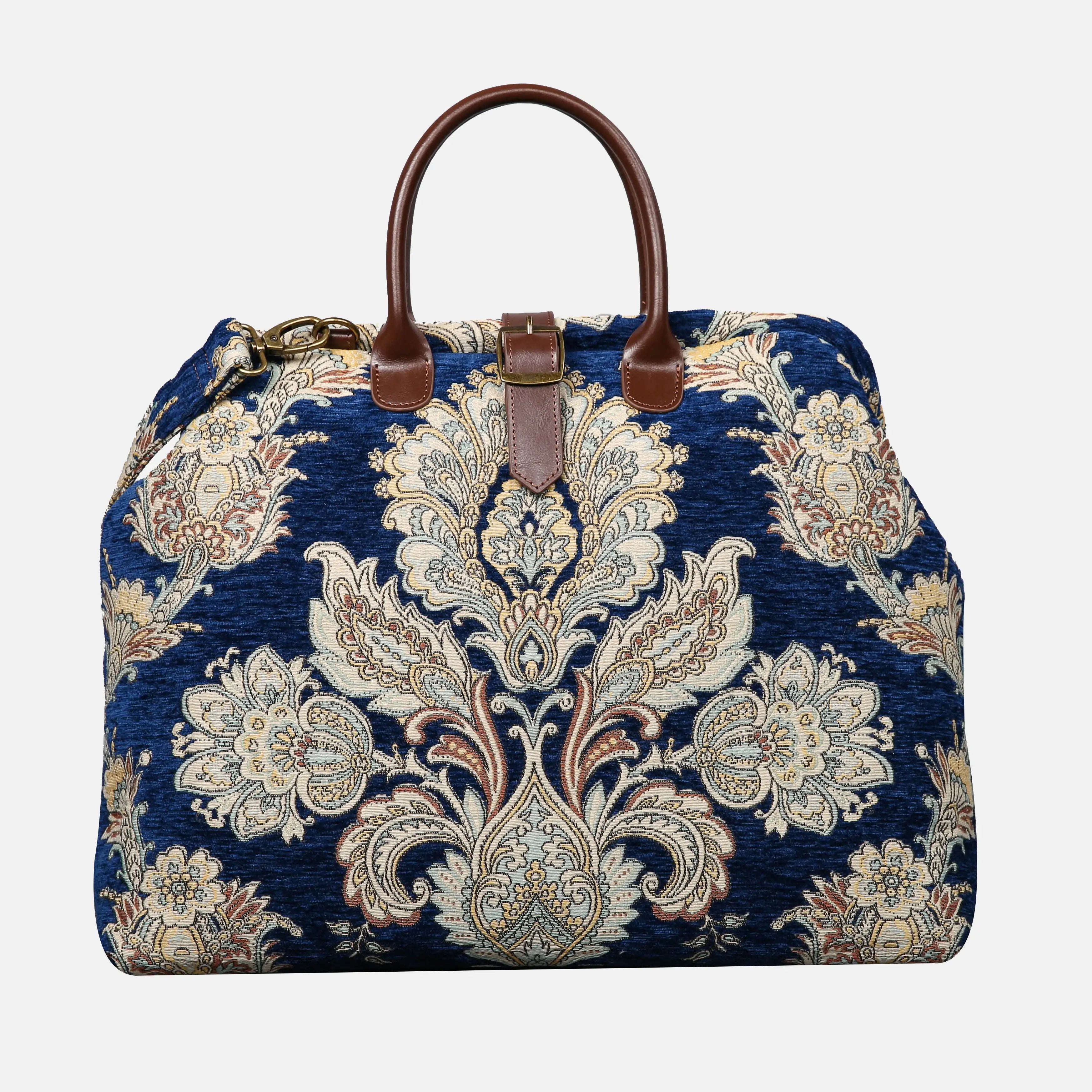 Damask Blue Mary Poppins Weekender carpet bag MCW Handmade main