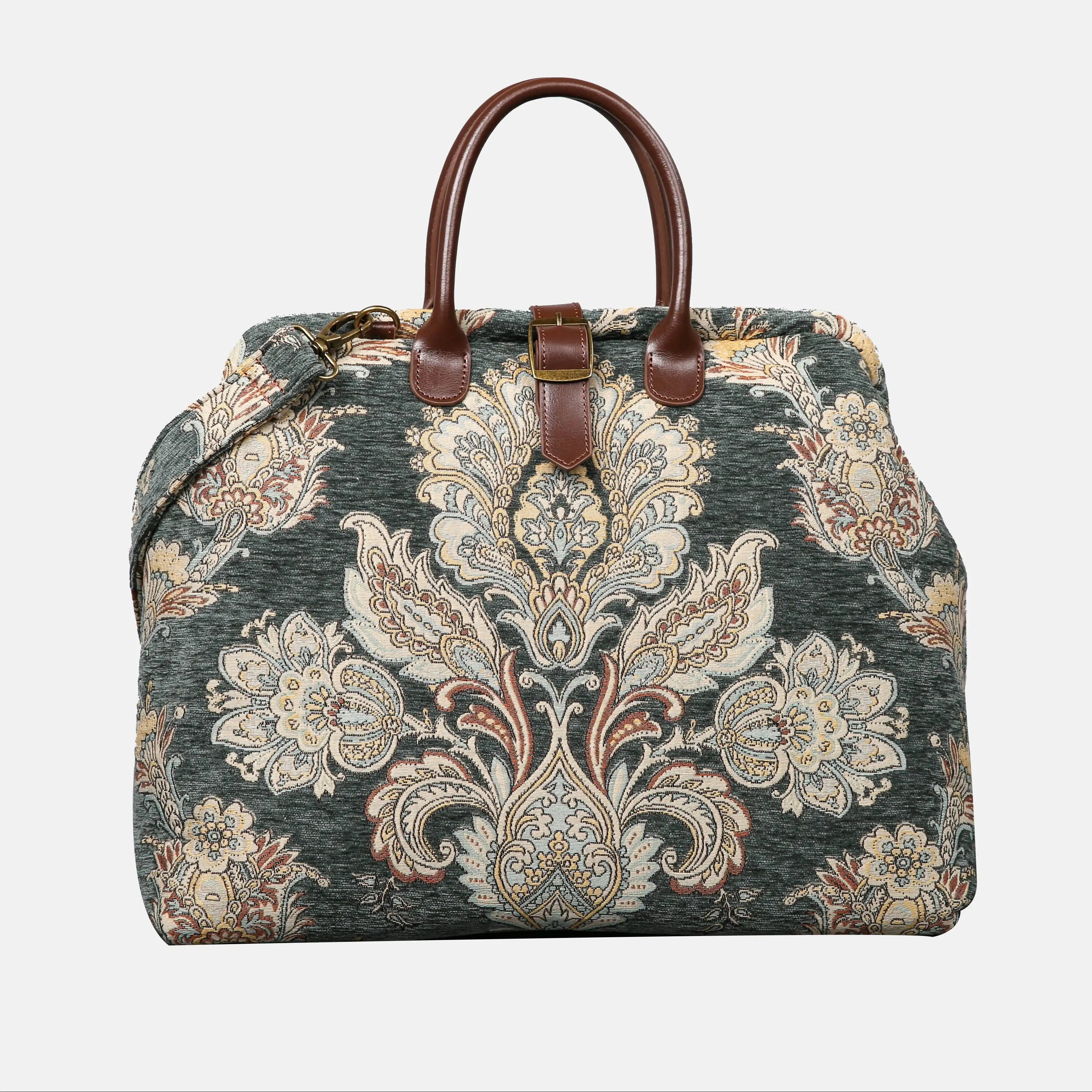 Damask Perylene Green Mary Poppins Weekender carpet bag MCW Handmade main