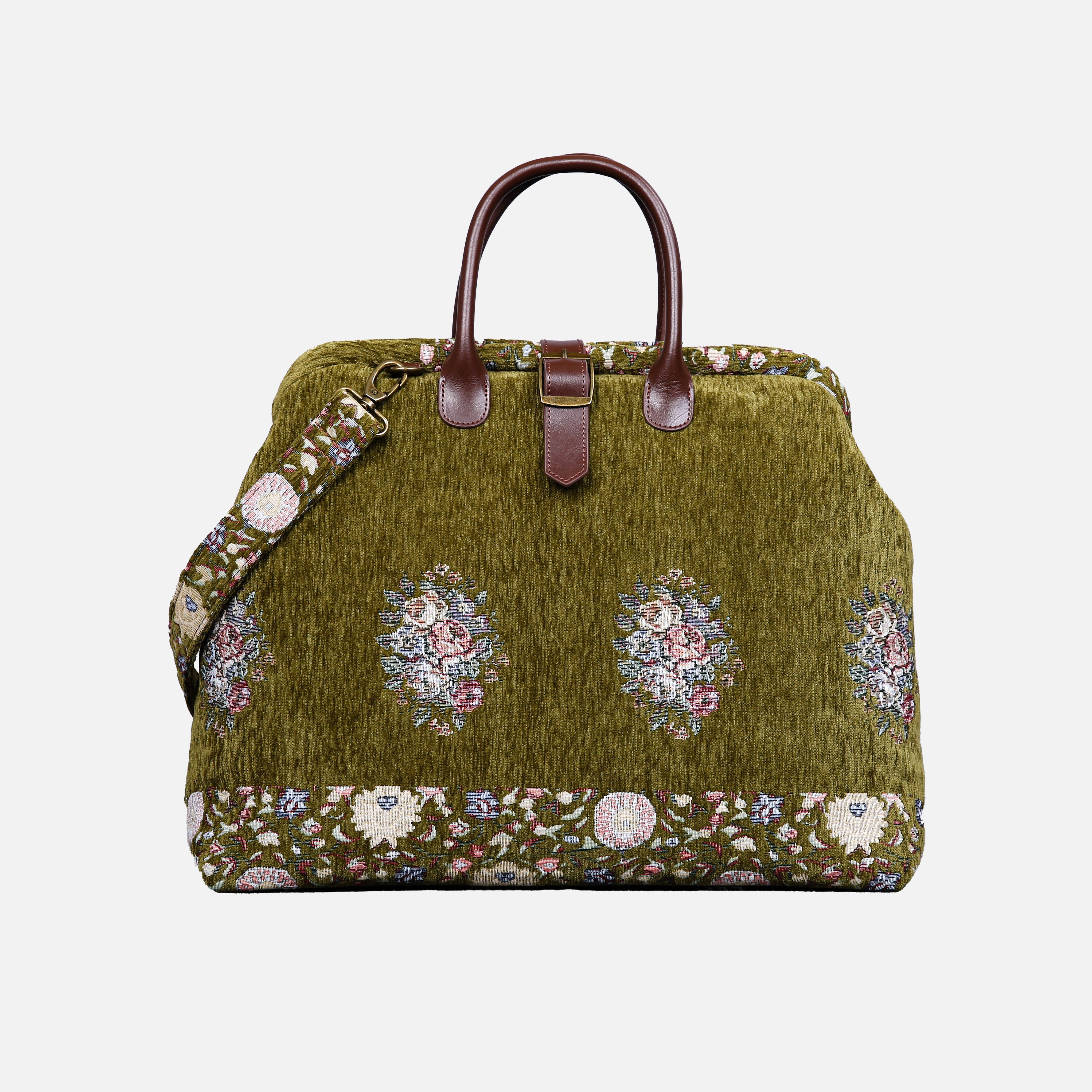 Rose Bouquet Mary Poppins Weekender carpet bag MCW Handmade Avocado