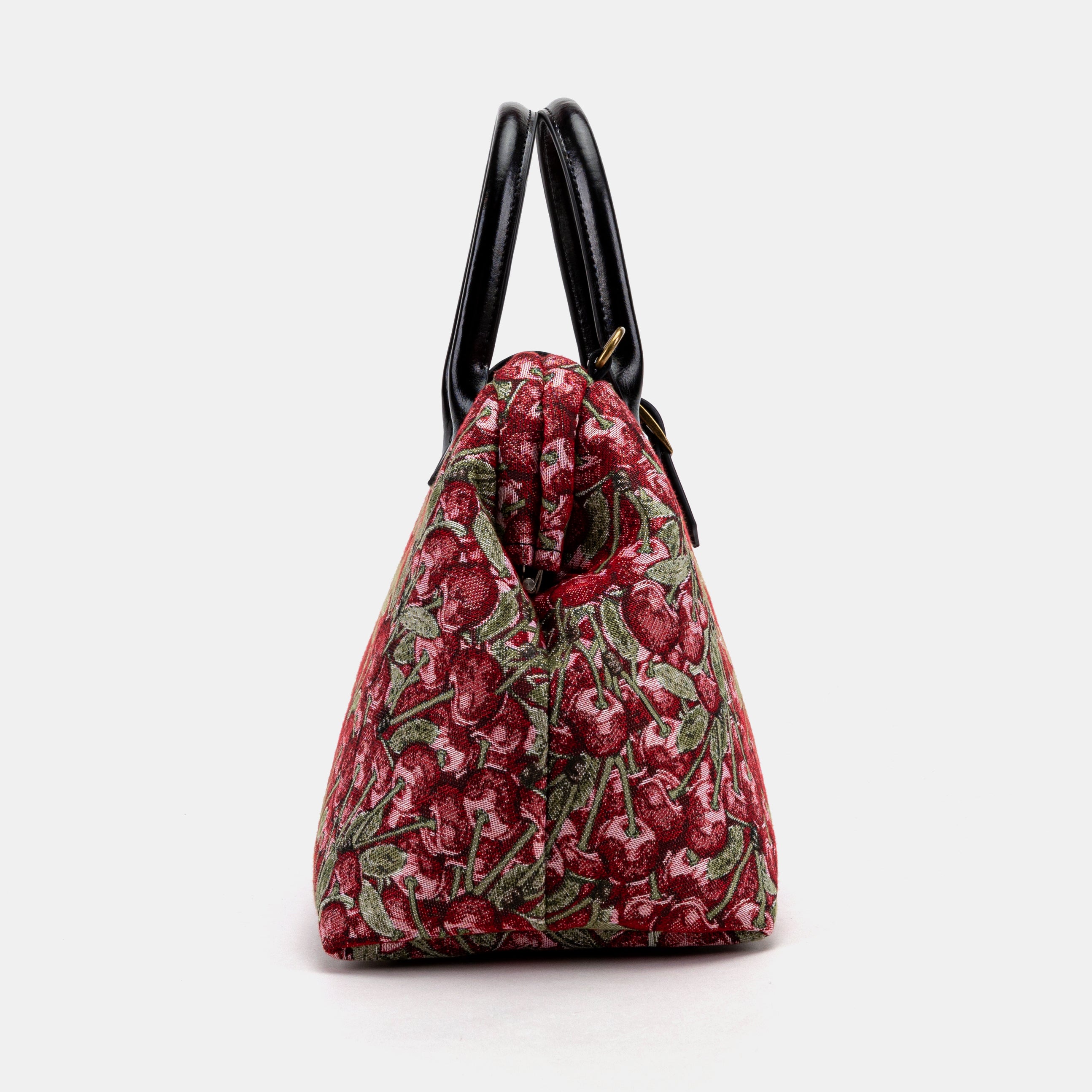 Handsewn Carpet Purse Mary Poppins Carpet Bag Everyday Carry Shoulder Bag Cherry Cascade side